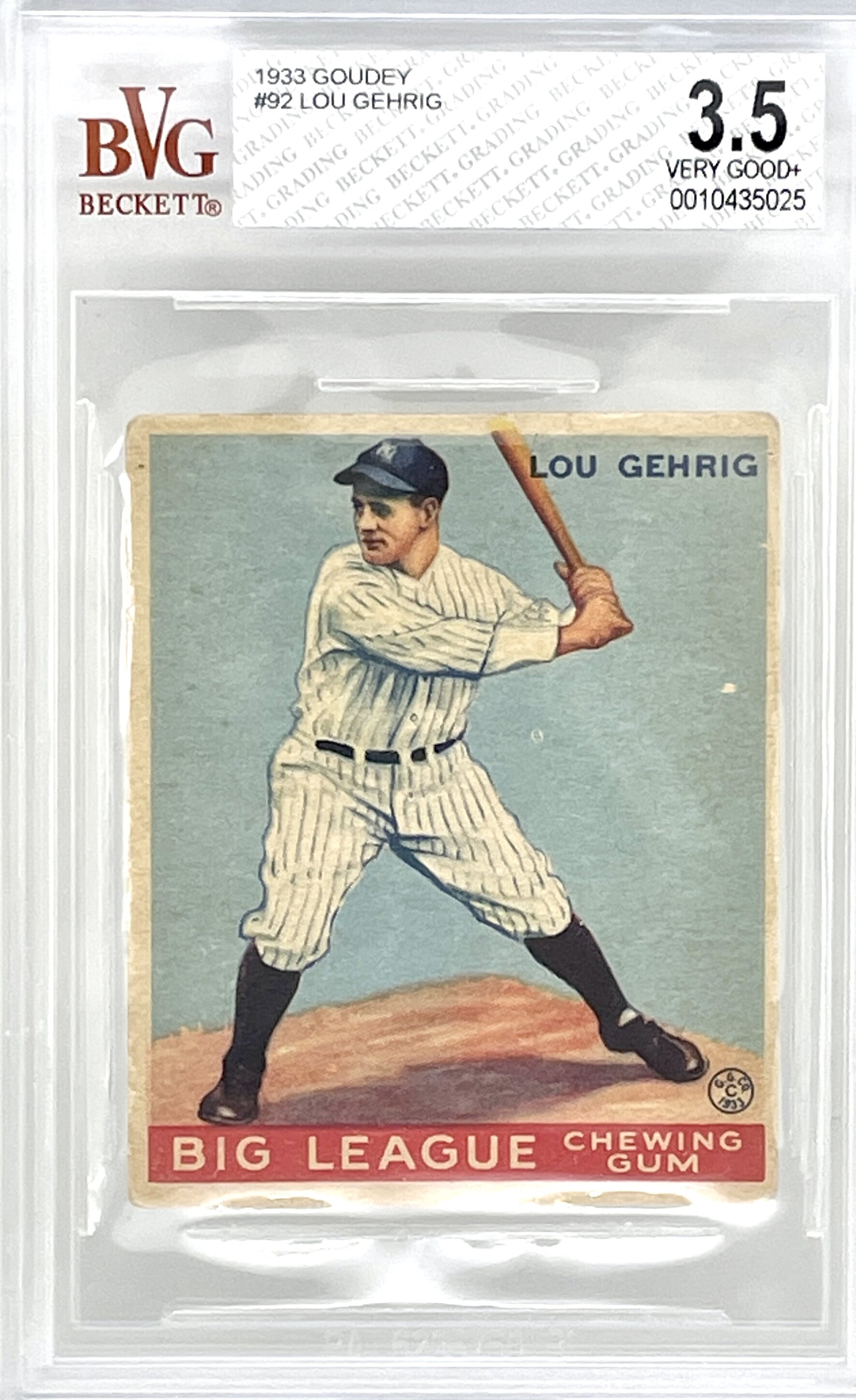 1933 Goudey #92 Lou Gehrig BVG 3.5