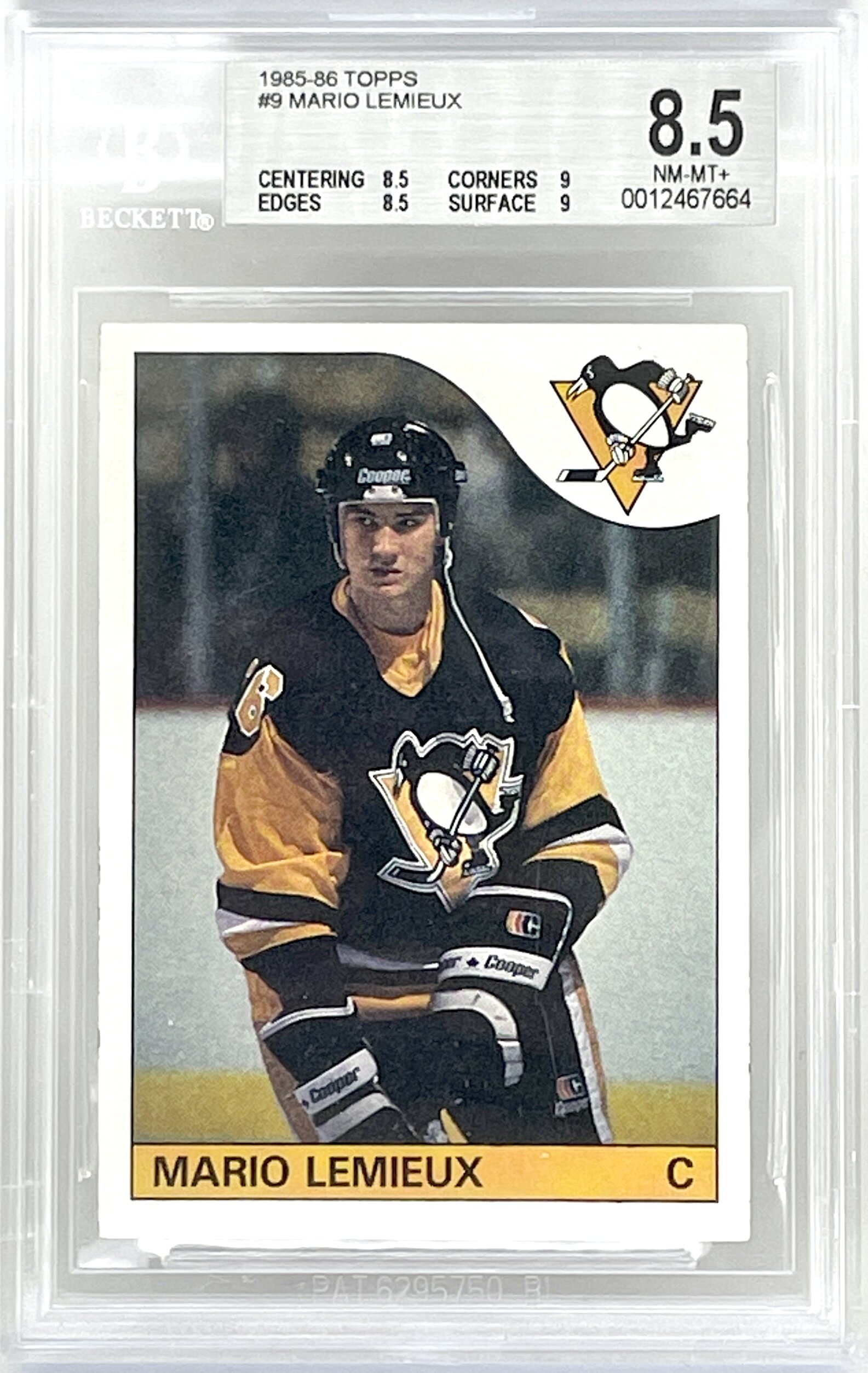1985-86 Topps Mario Lemieux #9 RC Rookie Card BVG 8.5