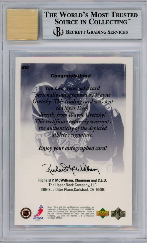 1999-00 UD Holografx UD Authentics Wayne Gretzky BGS 9 w/ 10 Auto  Top  Sports Cards