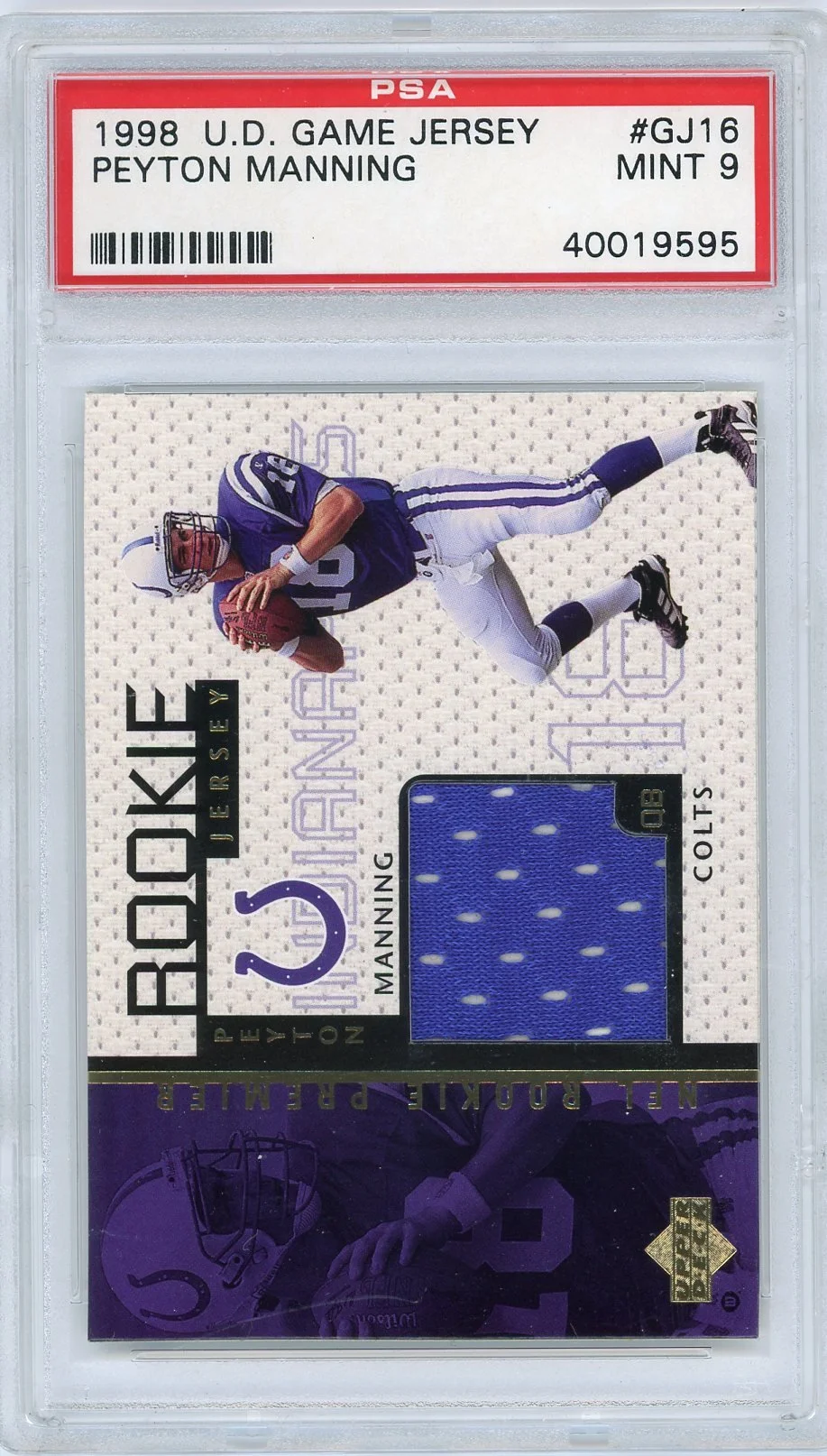 1998 Upper Deck UD Game Jersey Peyton Manning RC PSA 9 — Top 