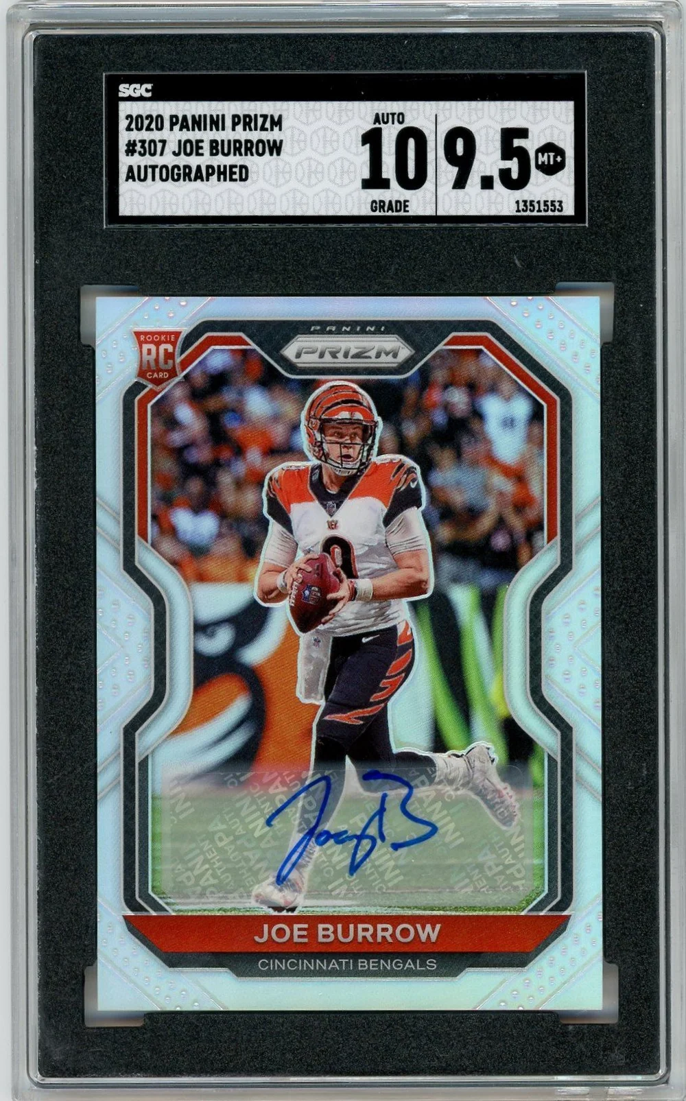 2020 Panini Prizm #307 Joe Burrow Autograph Silver Autograph SGC 9.5 w/ 10  Auto  Top Sports Cards