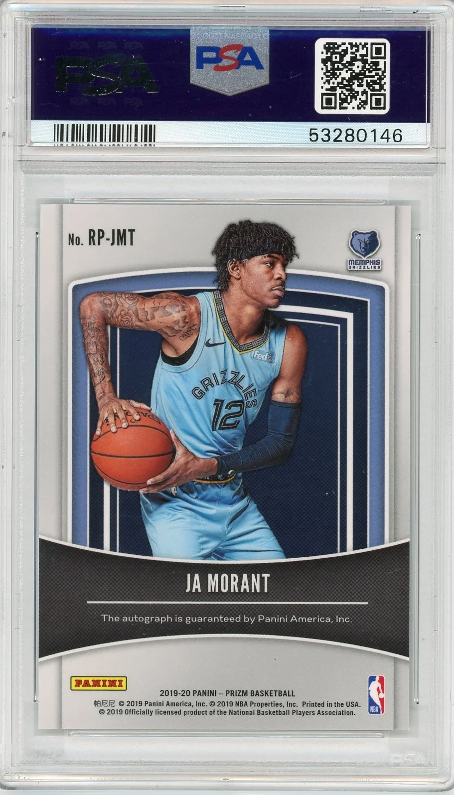 2019-20 Panini Prizm Rookie Penmanship Ja Morant RC #RPJMT Auto 
