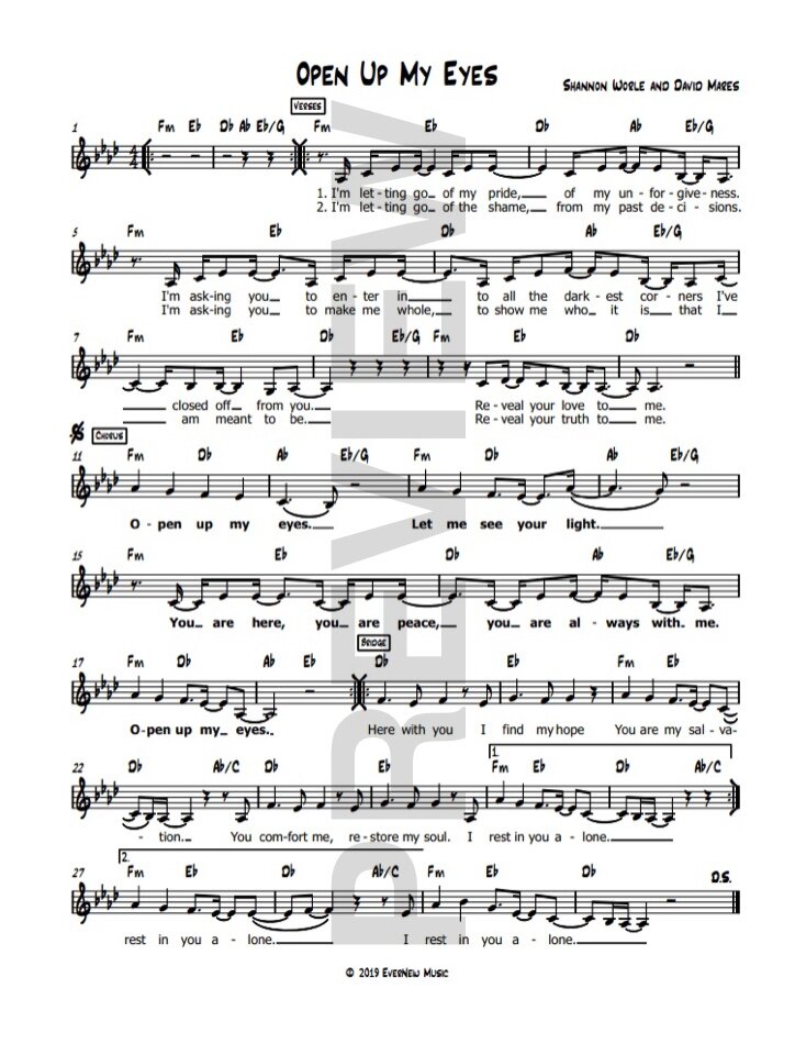 Open Up My Eyes Sheet Music