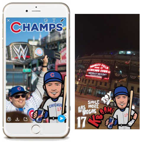 RED BULL Red Bull enlisted Tykes to create a series of World Series MVP Kris Bryant Snapchat filters during surprise events in Chicago, becoming some of their most-utilized filters to date.