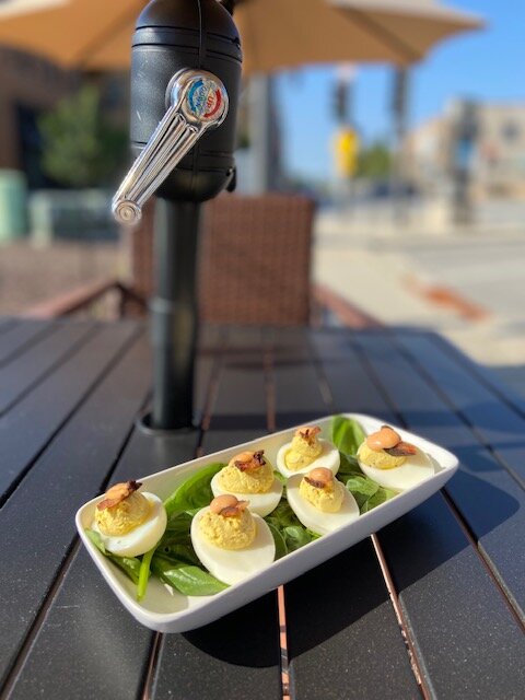 Smoked Pork Belly Deviled Eggs