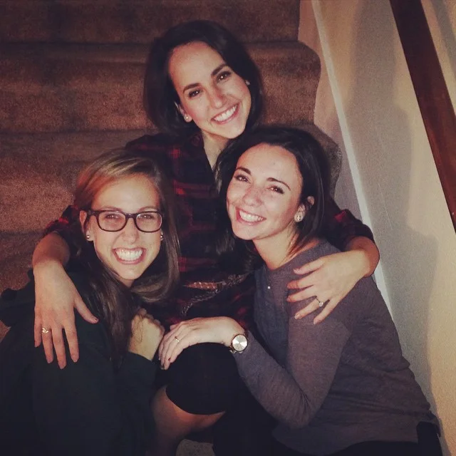 This was the night Gen got engaged; Jessie, Gen and I are sitting on the steps in our apartment to document the day.