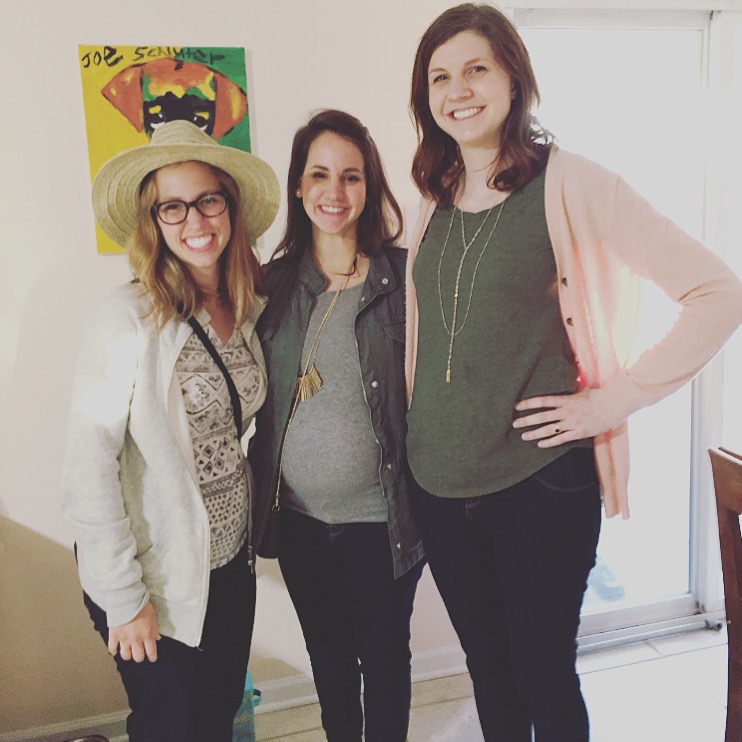 This is Kat, myself, and our friend Mary all pregnant at the same time. I delivered first, then Mary, then Kat.