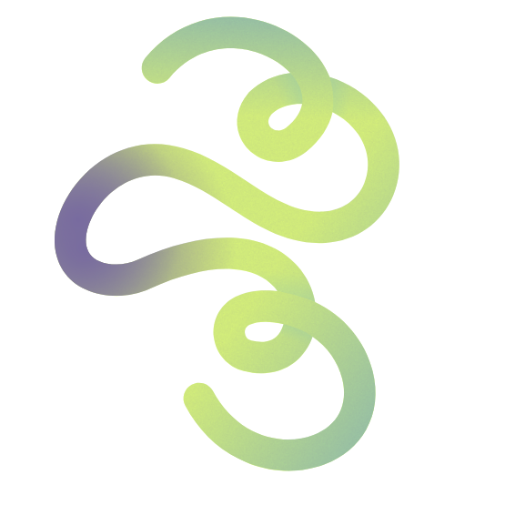 A stylized, three-dimensional caduceus symbol with two snakes intertwined around a staff, featuring bright green and purple gradient colors.