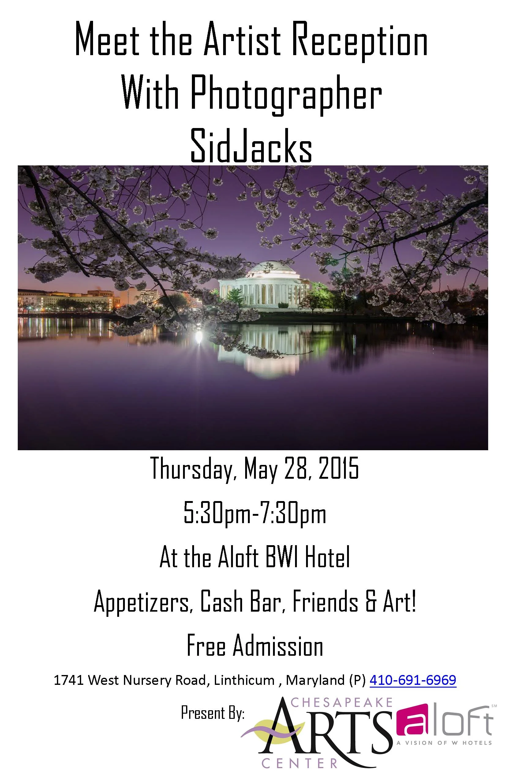 Chesapeake Arts Center: SidJacks @ Aloft BWI