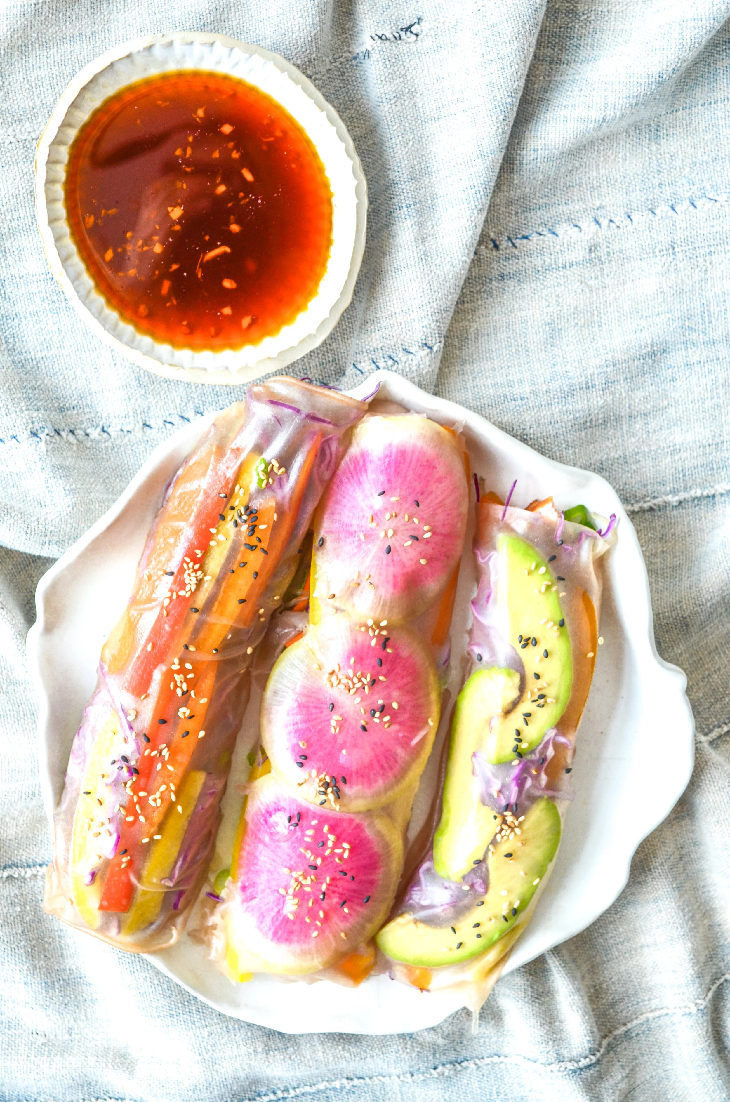 macro spring rolls with miso ginger dipping sauce // #ShiraRD #paleo #refinedsugarfree #SnacksbyShira