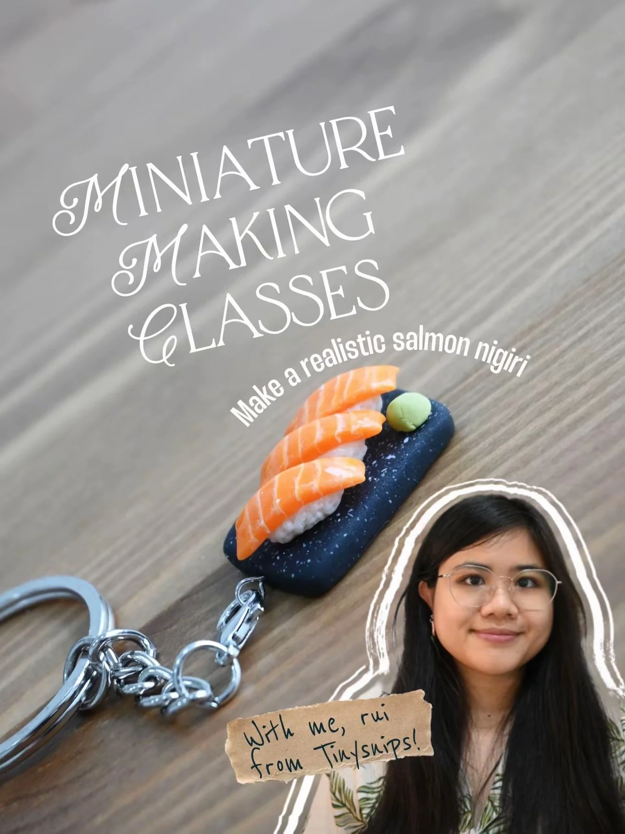 Miniature Salmon Sushi Keychain (Flexible Dates)