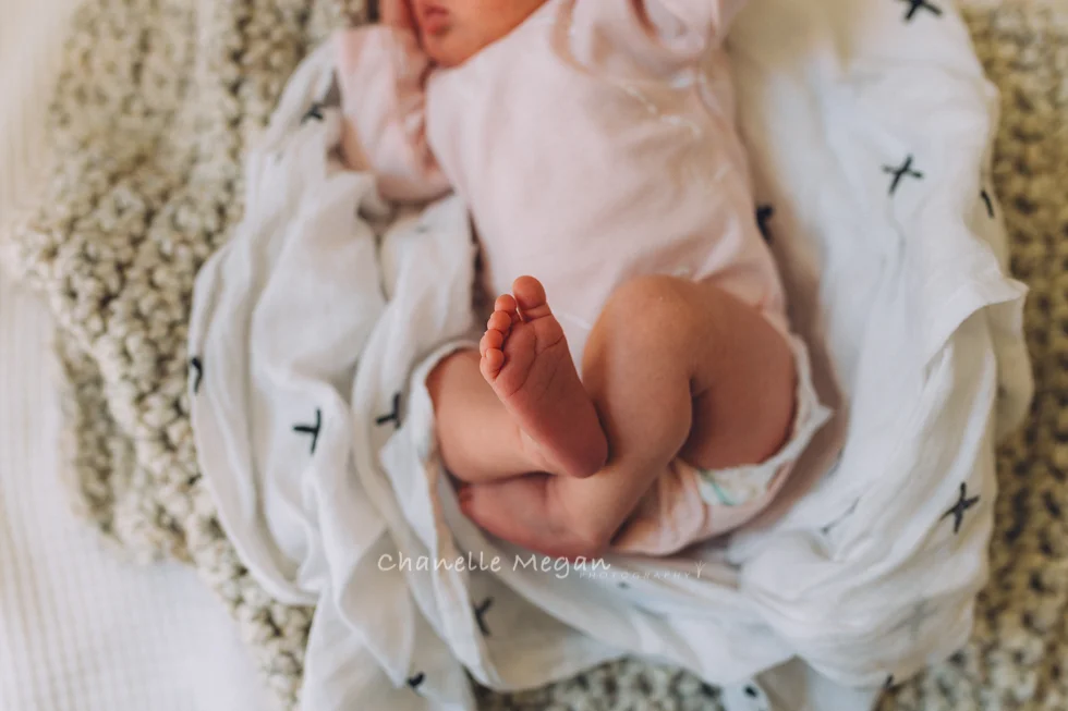 Tip 4 | Get in closer, photograph the details like the their baby feet or toes. 5 top tips for photographing your newborn by Chanelle Megan photography