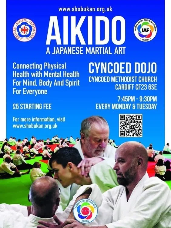 Beginners are always welcome at our Cyncoed community dojo, get in touch if you have any questions about how to start training with us.

Equally if you are an experienced practioner and are looking for a local aikikai club you are more than welcome t