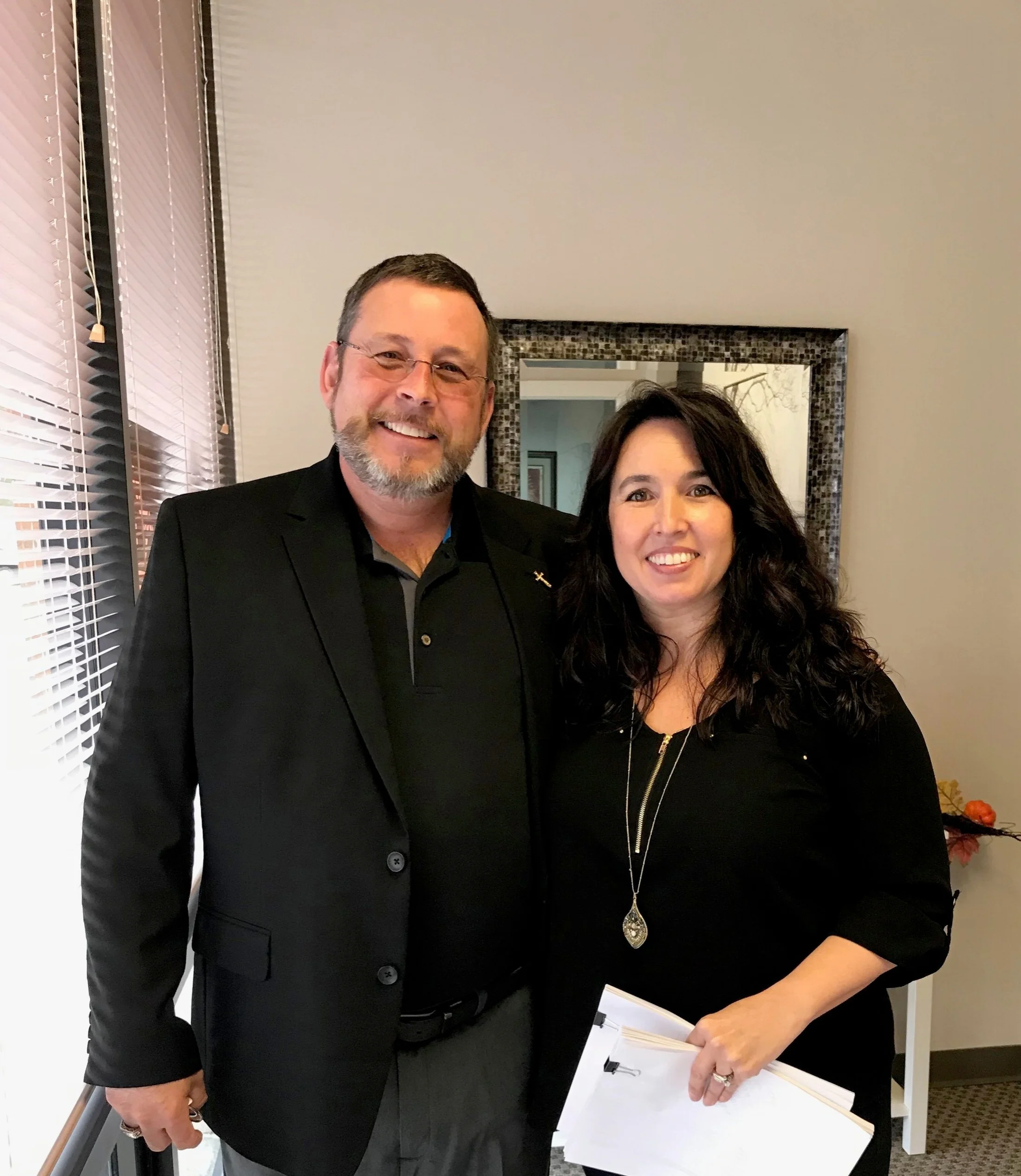 Scott Higbie meeting with Erin Johnson, the owner of BLA, in our Greenbrier East office located in Chesapeake, VA.