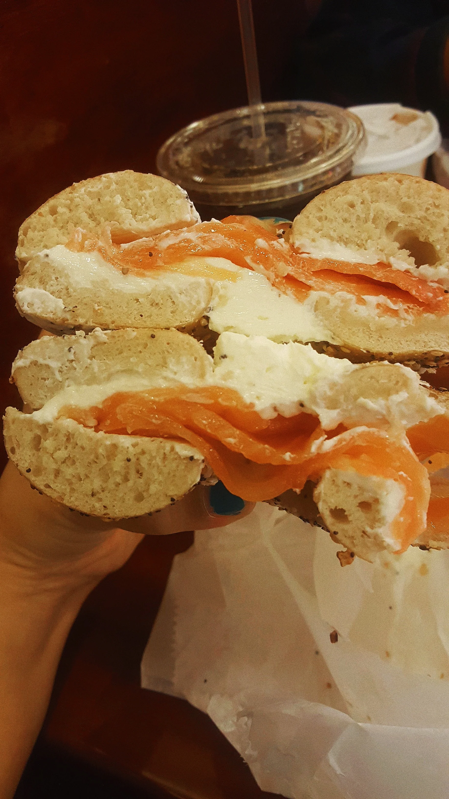 Saturday morning lox at Tal Bagels. The Best bagel shop on the UWS. Roughly $12, or you can head to your local food truck for a toasted Everything bagel w/ cream cheese for $2.