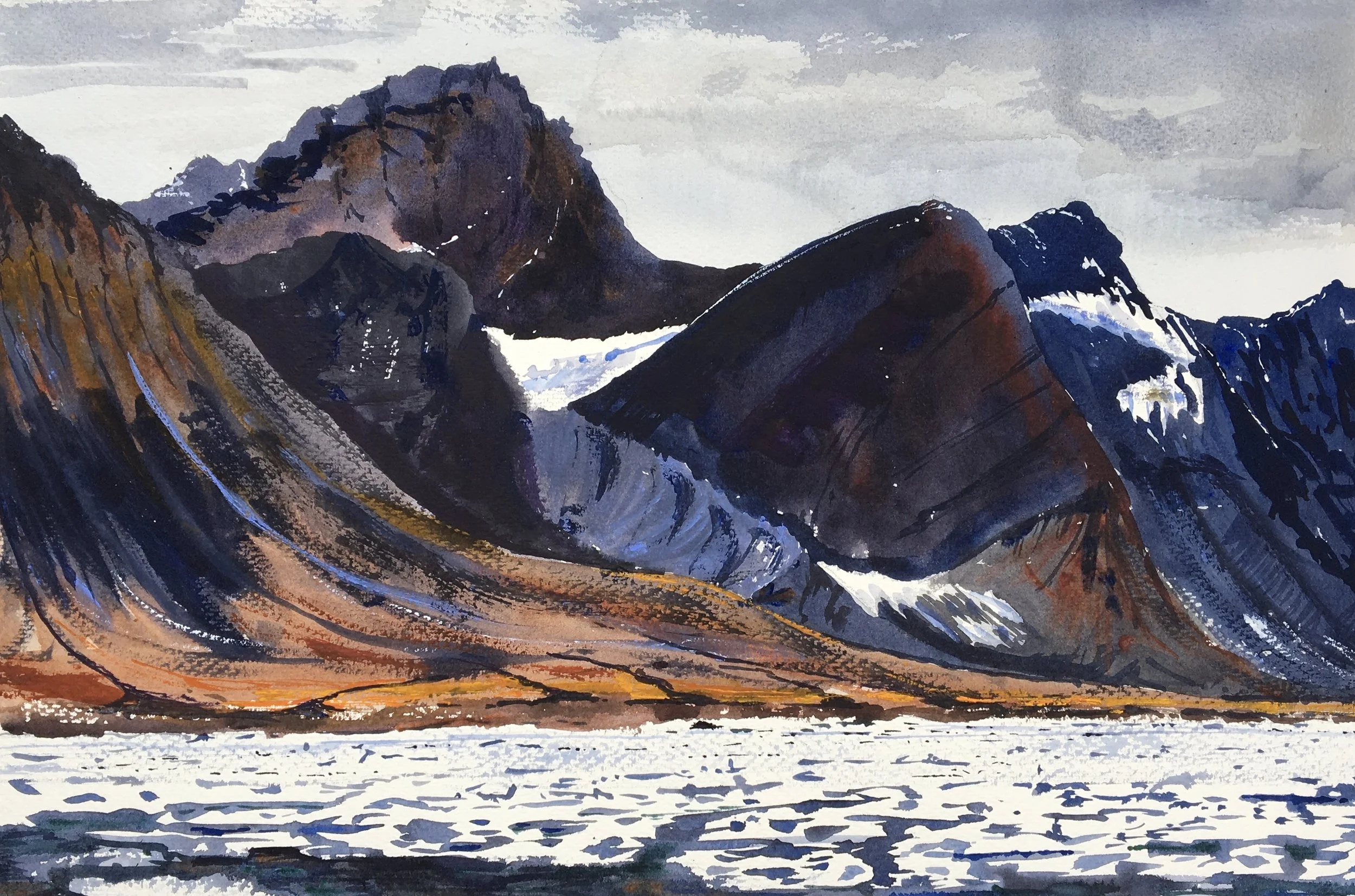 Svalbard pack ice at the shore