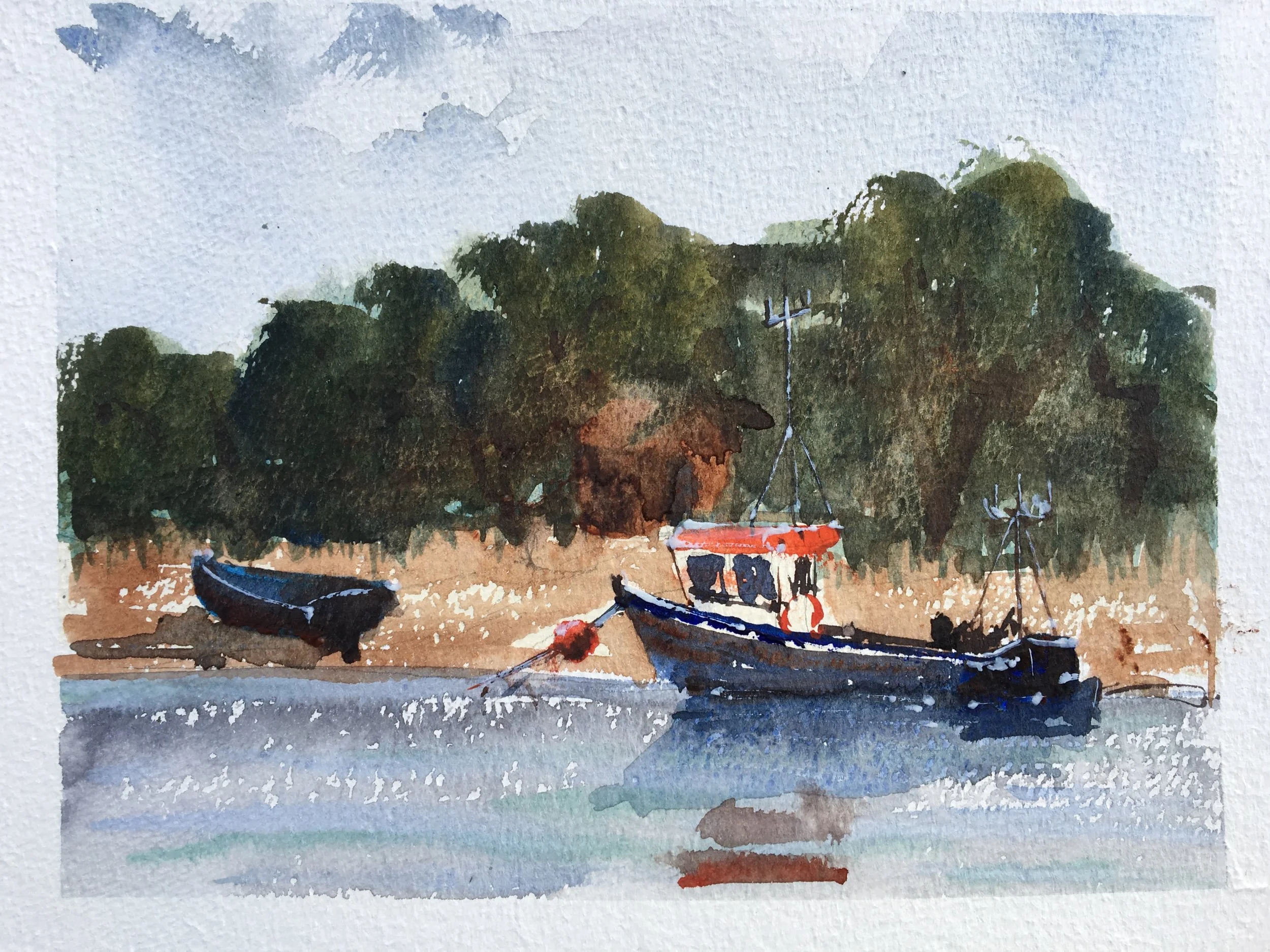 Fishing Boat moored at the Rocks on the River Debby