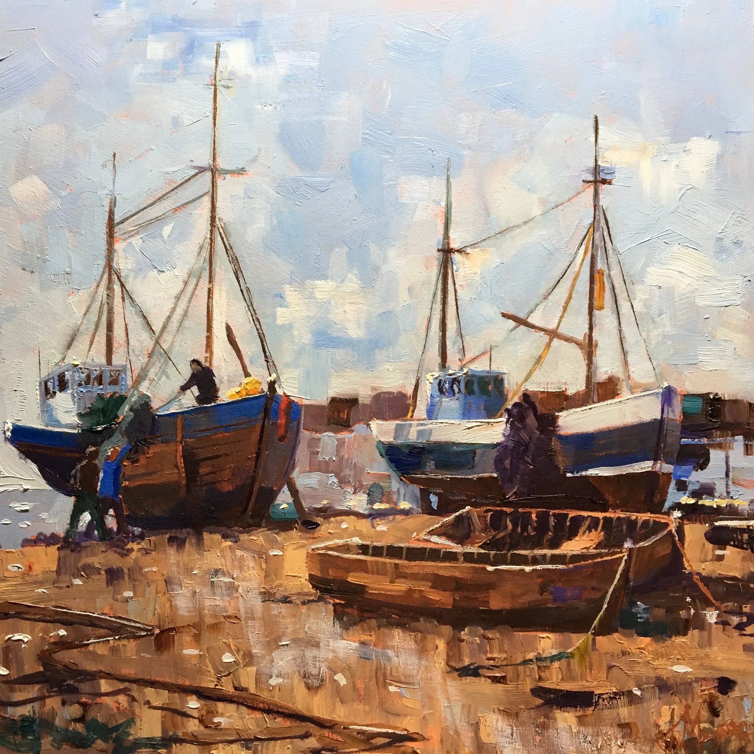 Cleaning the nets at Hasting beach