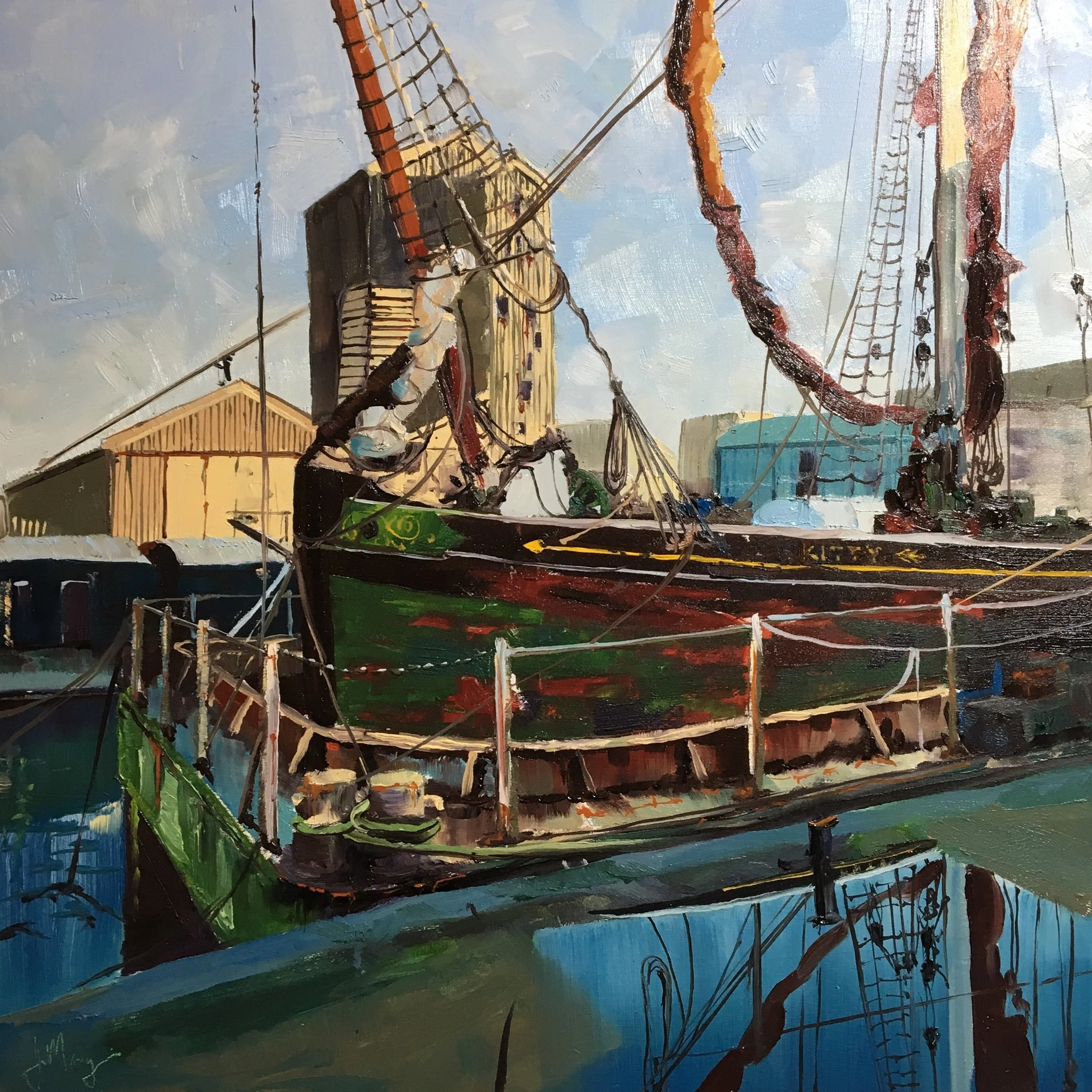 Thames barge "Kitty" in dry dock