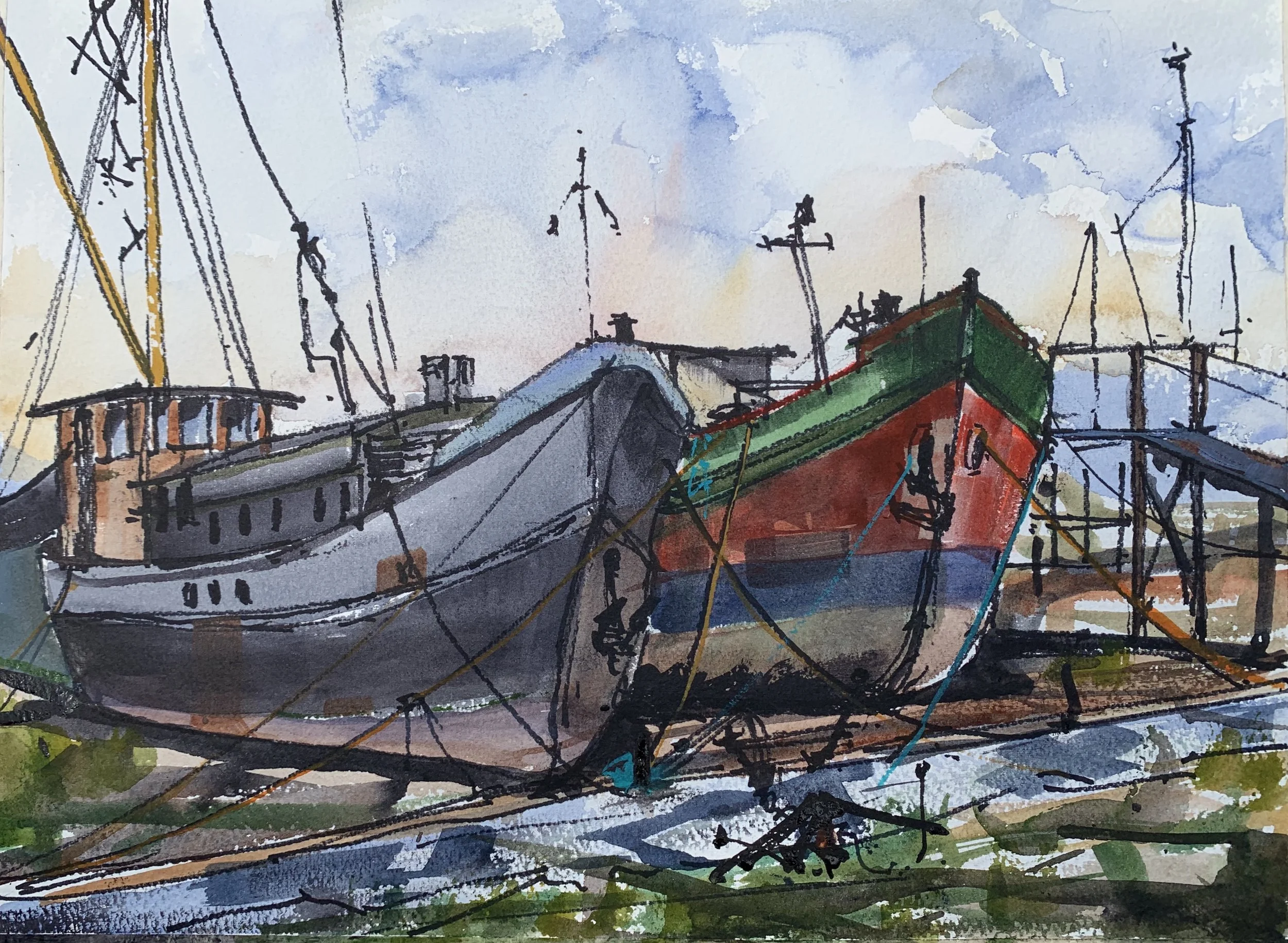 Sea going barges at Pin Mill