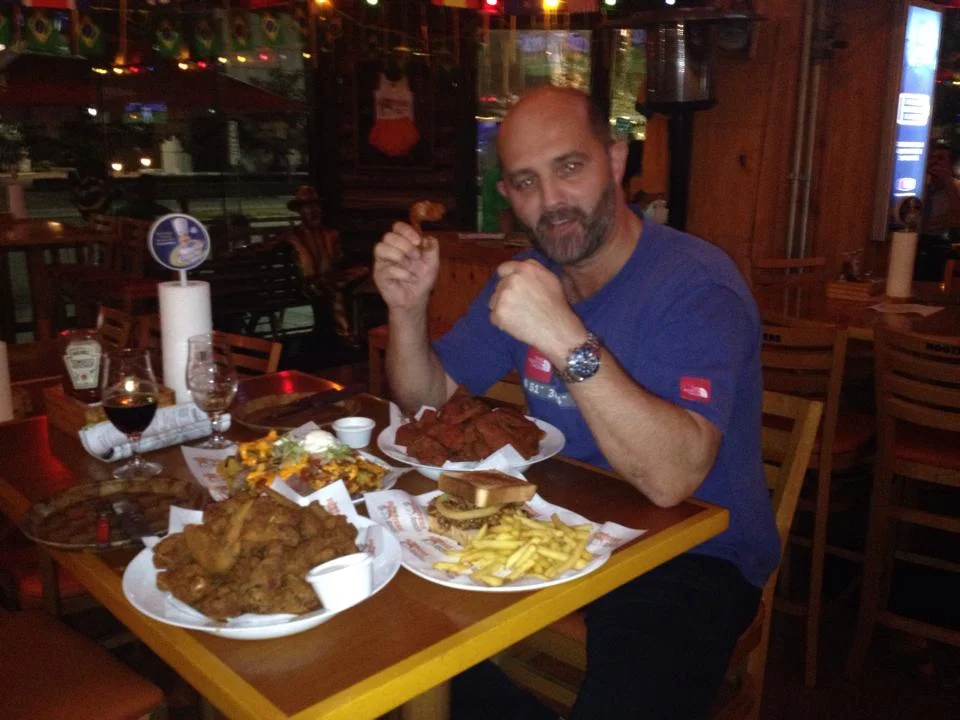 Sean with the 'light snack' he ordered for us!