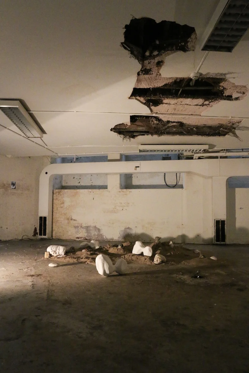 Isla, Installation view, in collaboration with Amelie Mckee, found objects from the river Thames, plaster, wax, 2017