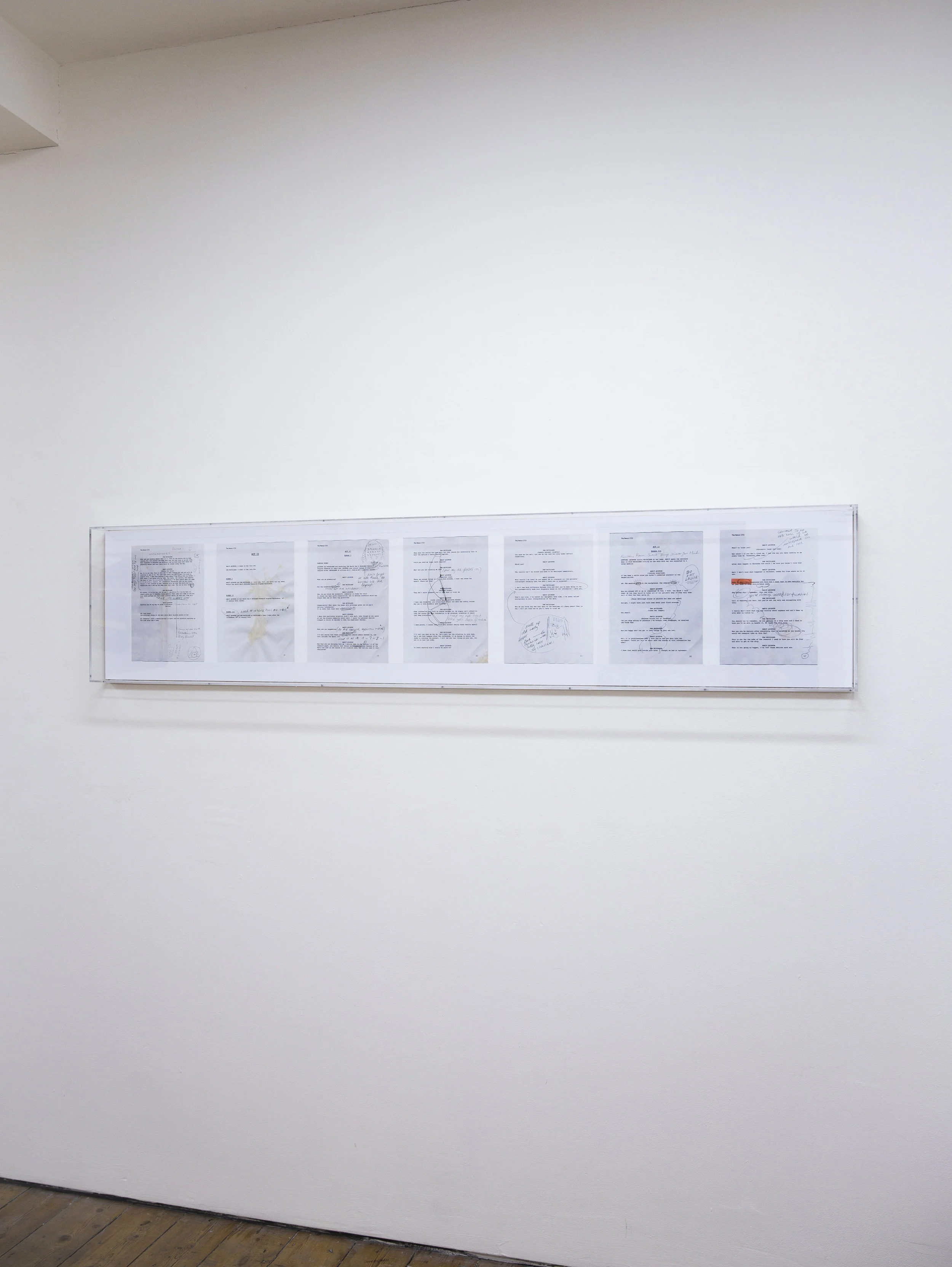 While shuffling cards the beans spilt everywhere , photographic print inside clear box frame, 180x38cm, 2018