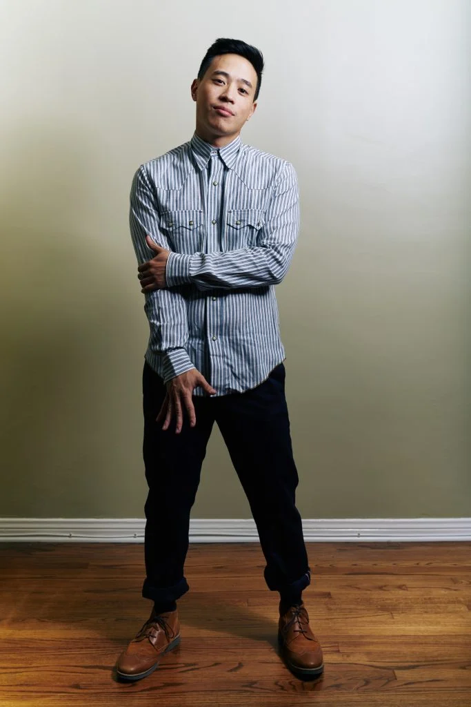 US Repo Country Stripe Selvage Shirt ($198), Left Field Miner Pants ($185)