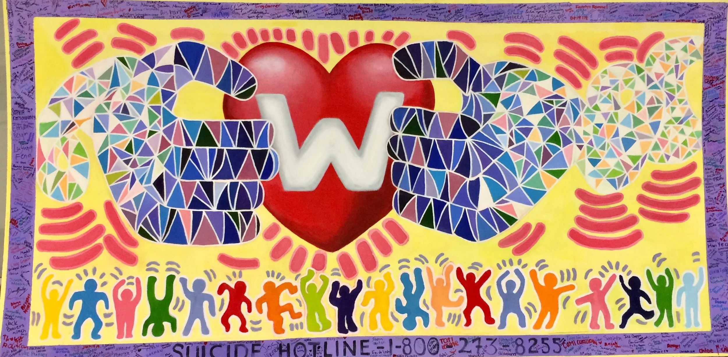 An independent mural project led by Xia at her school last year after the passing of two of their high school classmates. CREDIT: TINA XIA