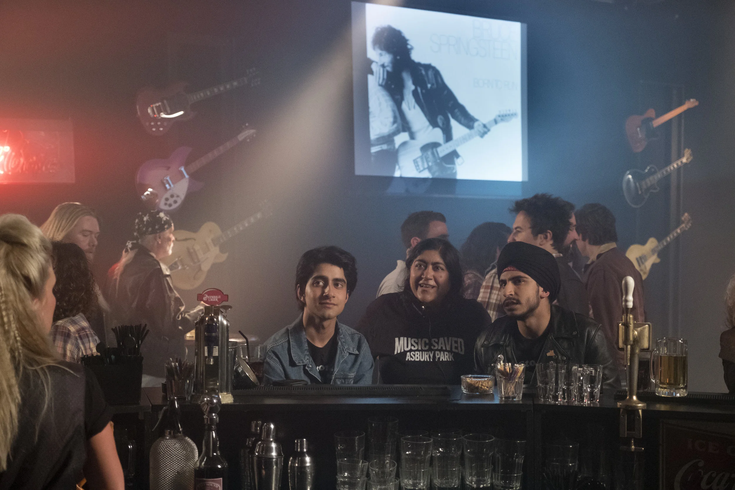 (L-r) VIVEIK KALRA, director GURINDER CHADHA and AARON PHAGURA on the set of New Line Cinema’s inspirational drama BLINDED BY THE LIGHT, a Warner Bros. Pictures release. Copyright: © 2019 WARNER BROS. ENTERTAINMENT INC. Photo Credit: Nick Wall