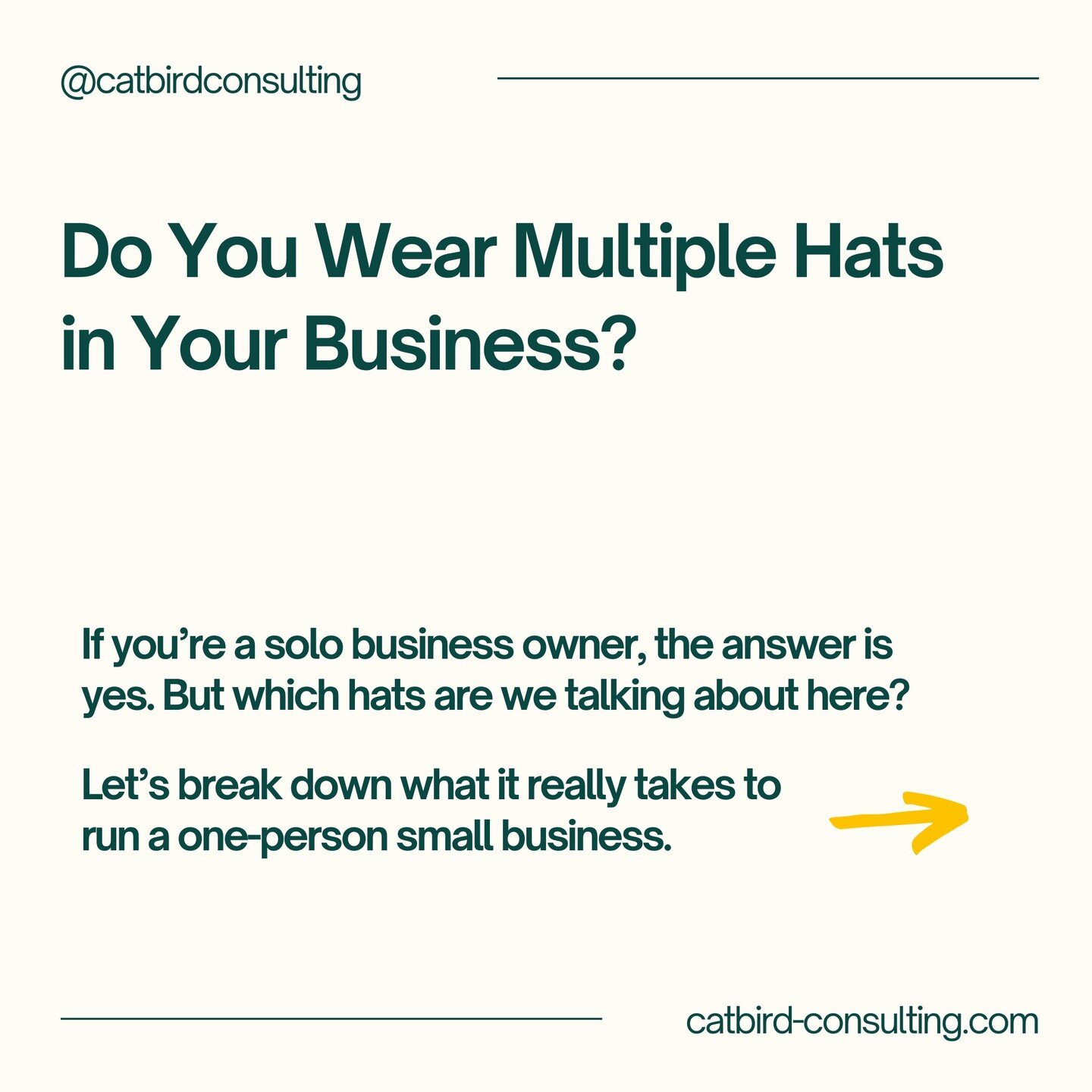 You already know that solo business owners have to wear all the hats. Be the thinkers AND the doers. Take responsibility for&hellip;pretty much everything.

But what does this really look like? Which hats are we talking about here? 🎩👒⛑🎓

Let&rsquo