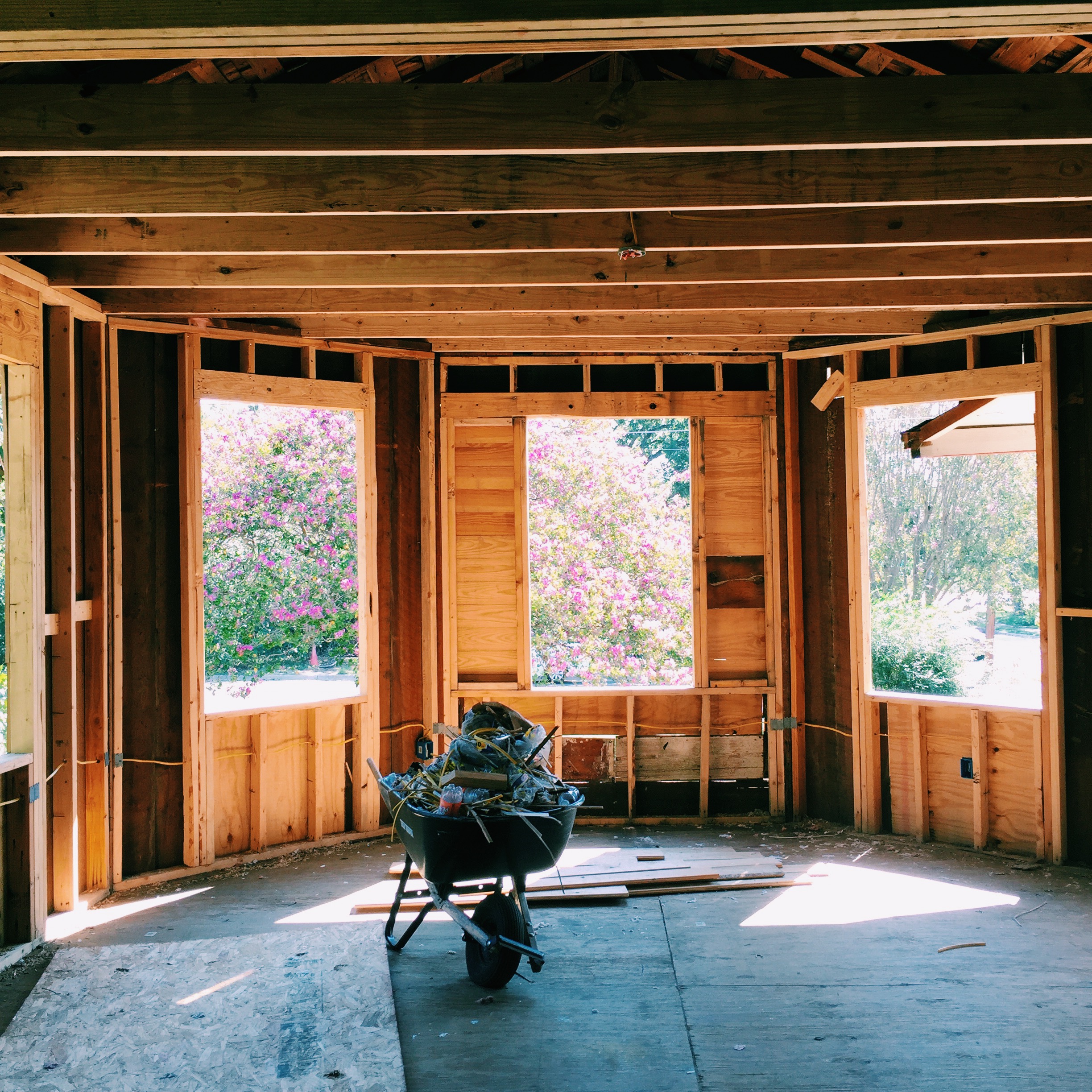 Reframing original windows in living room