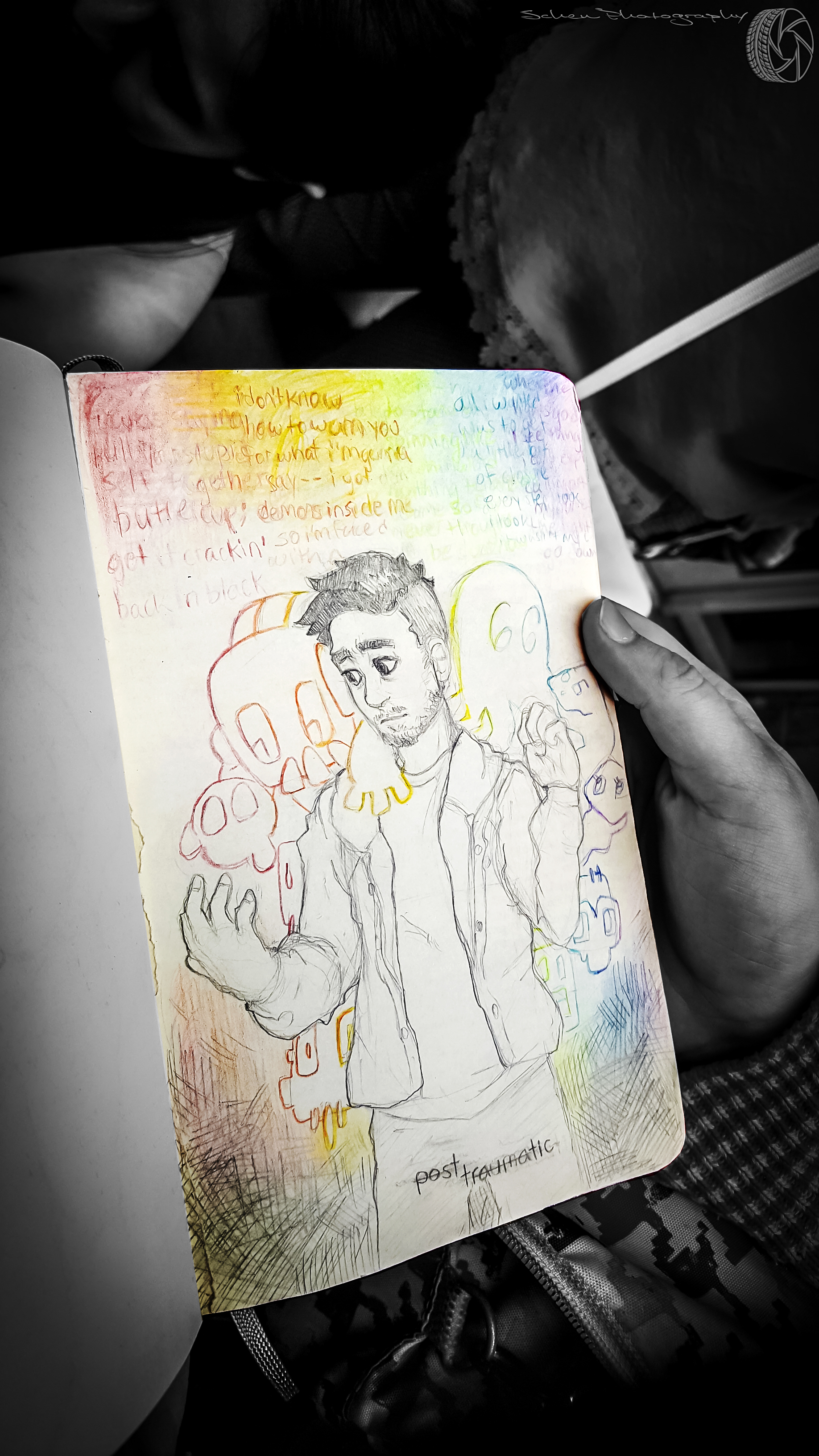 Jon’s amazing doodle of Mike with some of his characters. Great artwork.