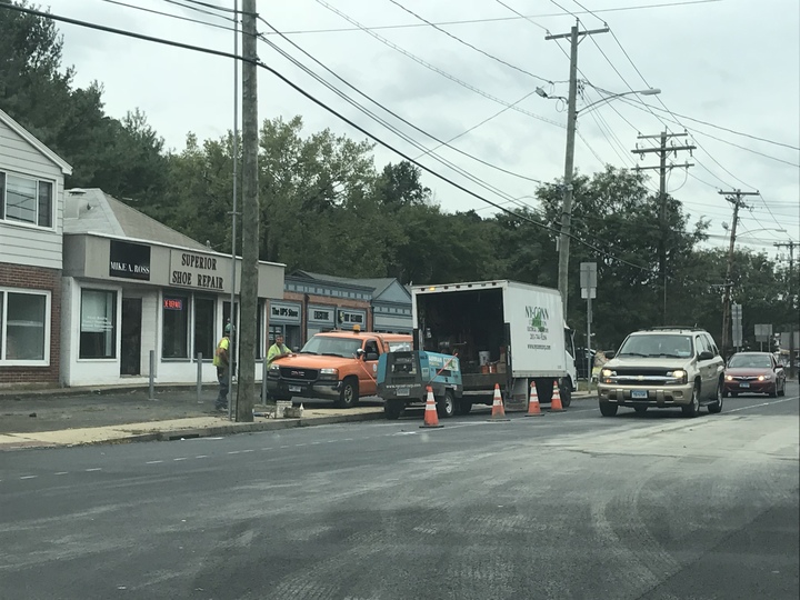 Paving is underway on Whitney Avenue. 