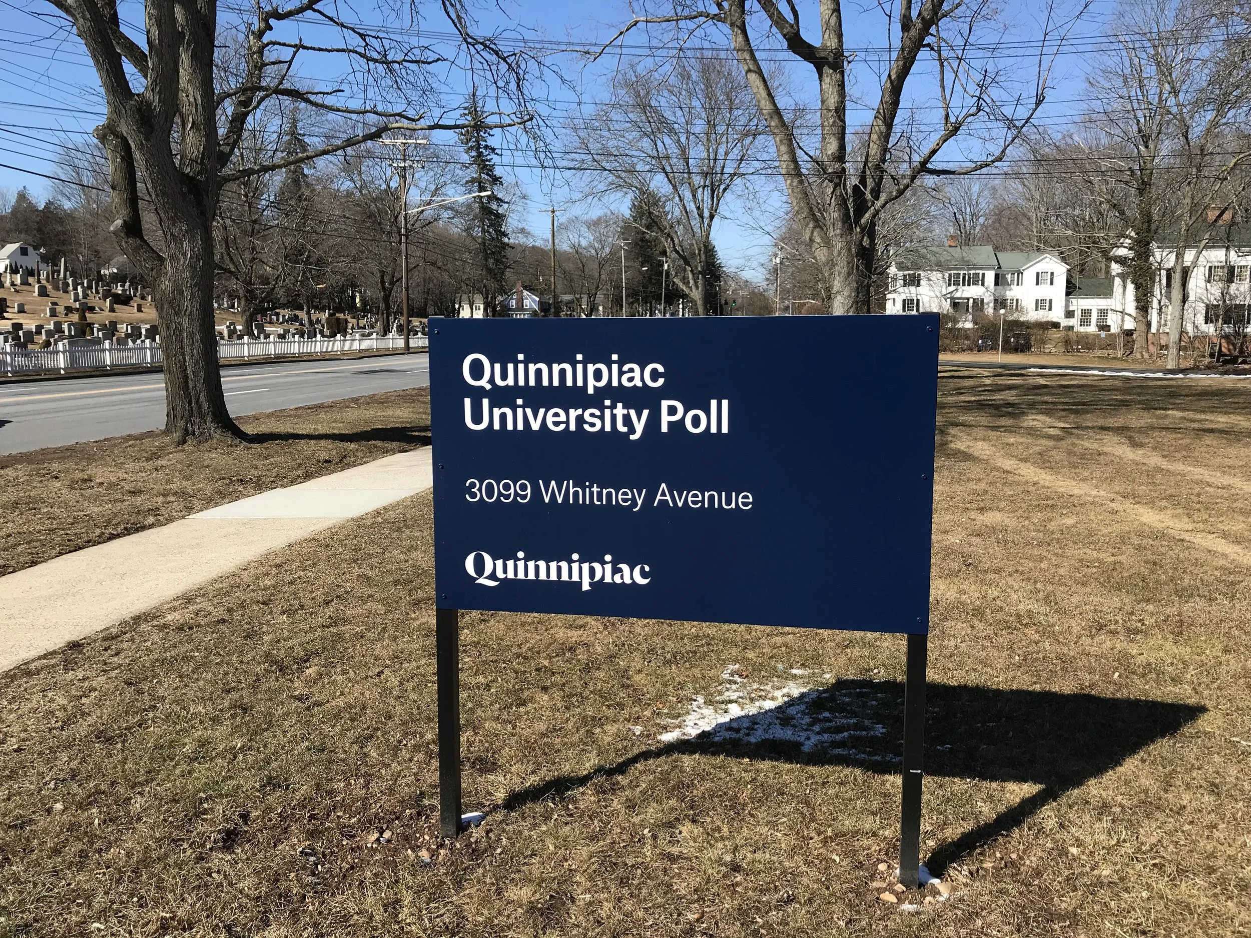 Quinnipiac University Poll sign at the Whitney Avenue location