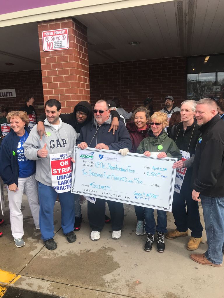 AFT Connecticut and AFSCME both donated $2,500 each to the strike fund in support of the protesting Stop & Shop employees.