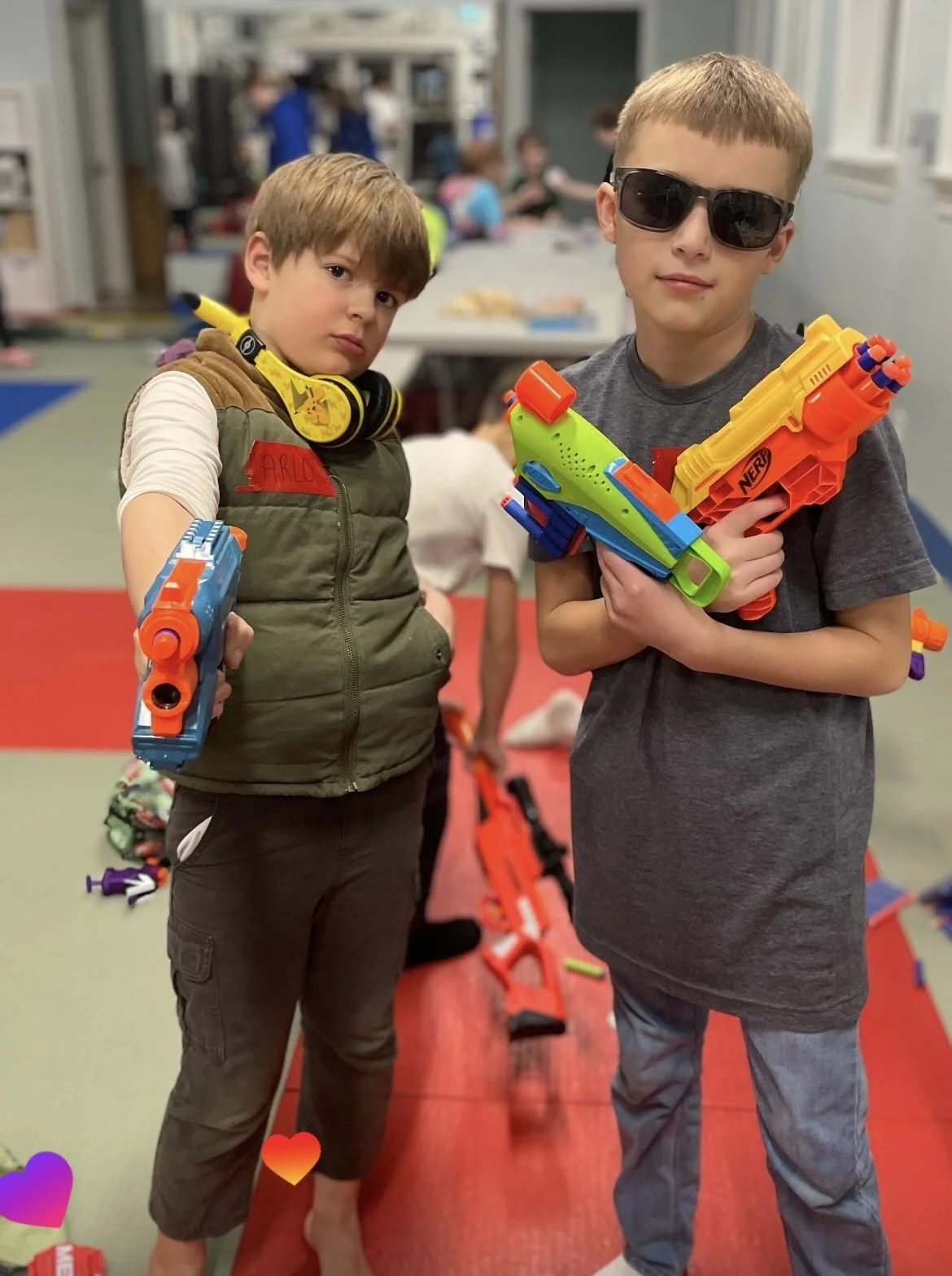 Kids enjoying Ninja Nerf Night at Tsawwassen Martial Arts