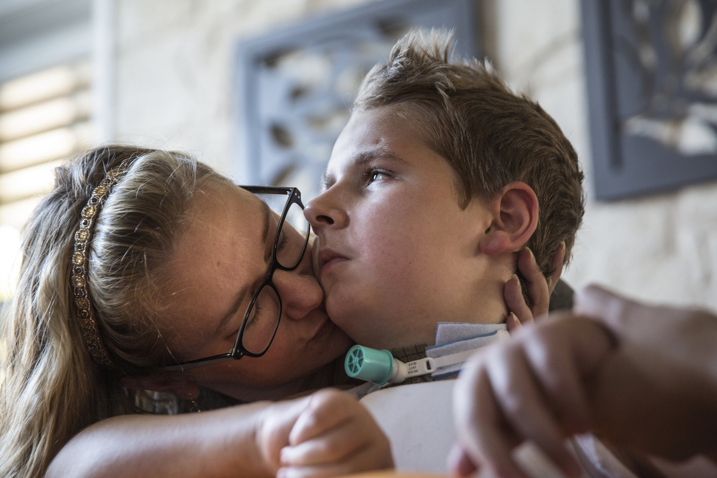  On Oct. 26, 2017, Jenny Robson kissed her son Ben Sears while he underwent physical therapy at his home. Ben Sears was hit by a truck on Sept. 12, 2016 and suffered a traumatic brain injury. As a result, he lost most of his physical and cognitive fu