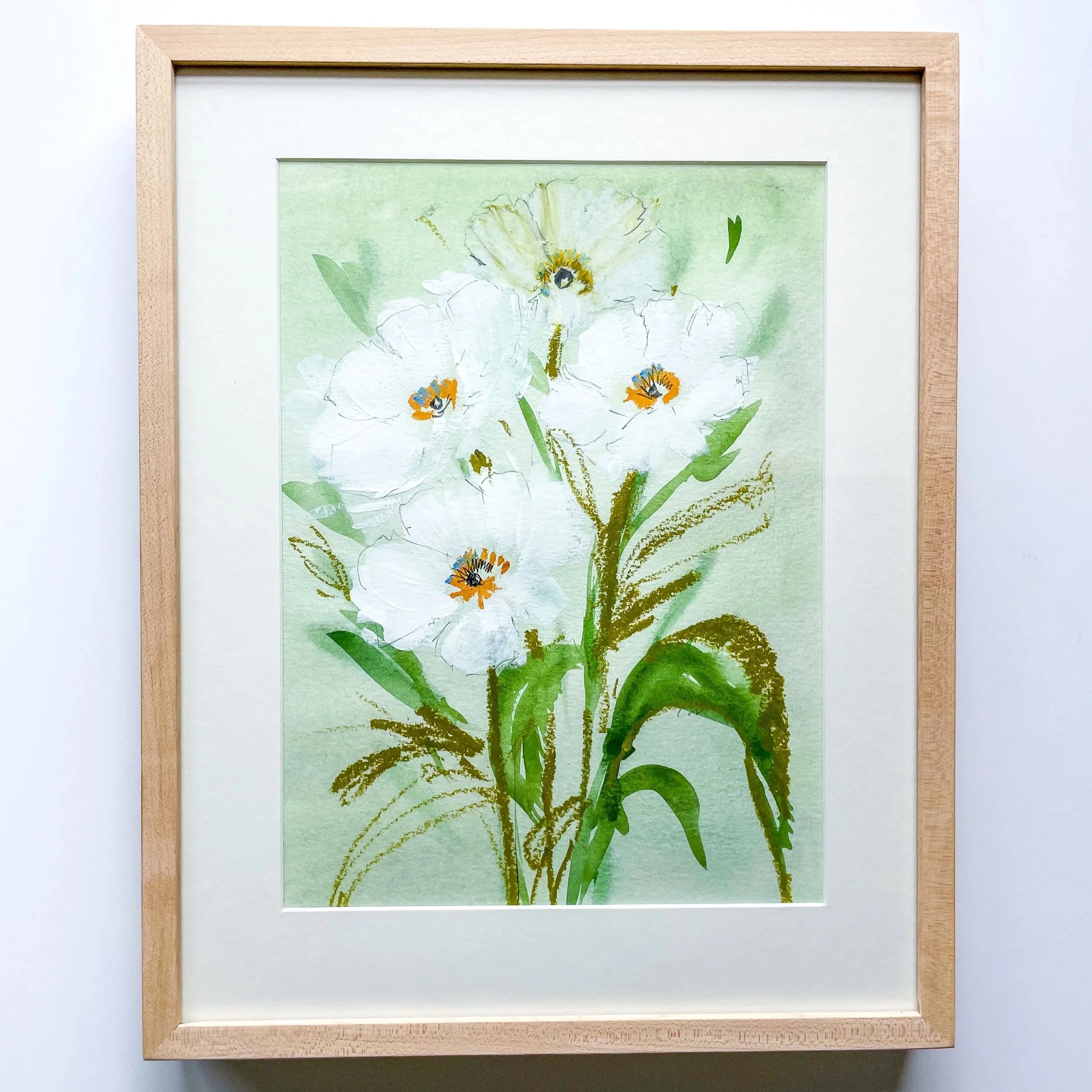 White+Cosmos+Cluster-+Muted+Florals+Collection-Original+Watercolor-Framed+-11x14-+LaCott+Fine+Art.jpg