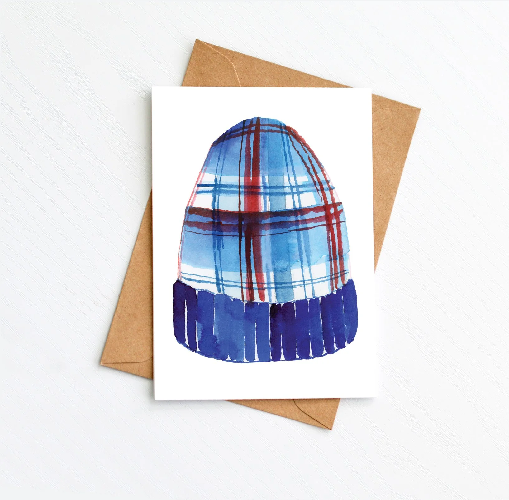 Buffalo Plaid Winter Hat - Greeting Card