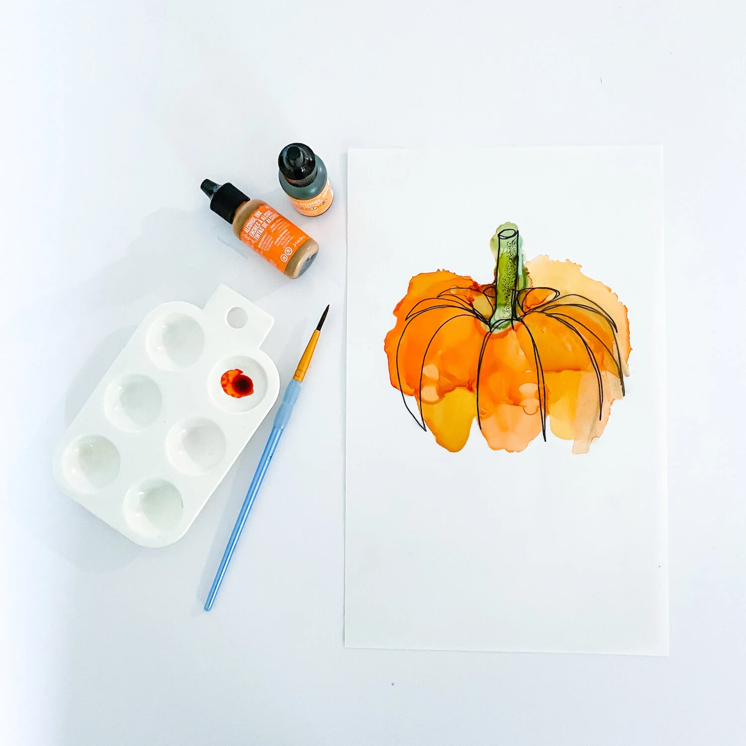 Alcohol Ink Fall Pumpkins with Rochester Brainery