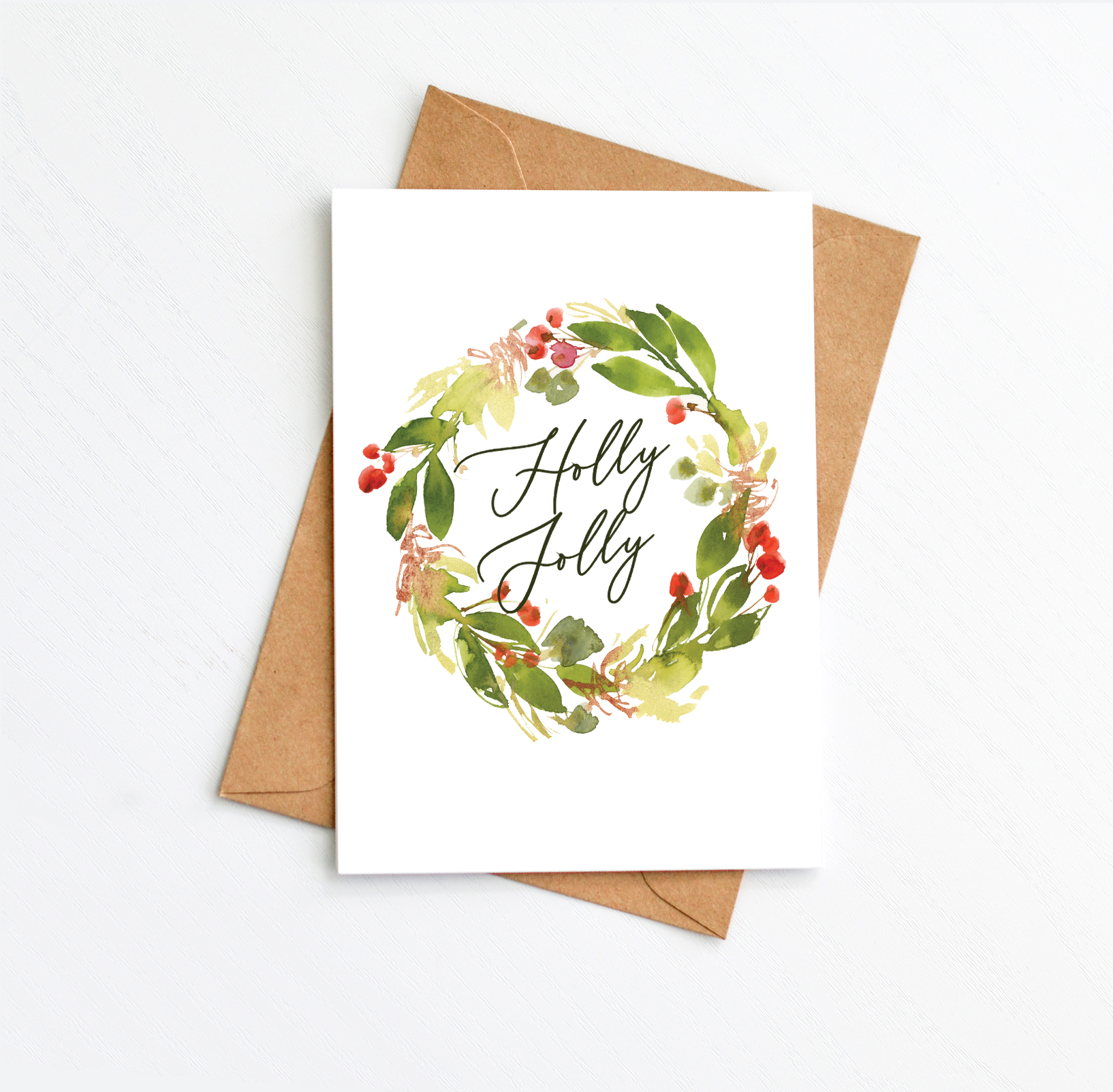 Holly Jolly Wreath Card 