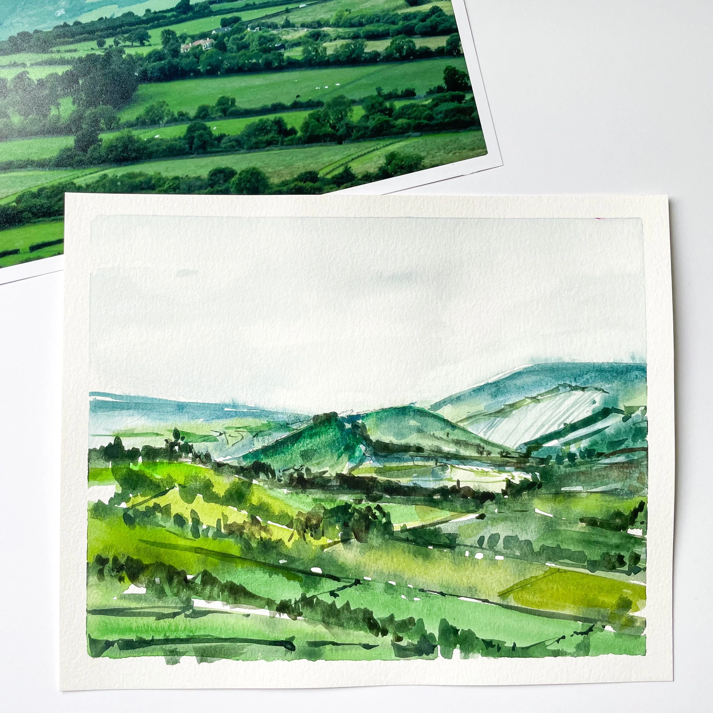 Lush Countryside Landscape in Watercolor at MUSEJar