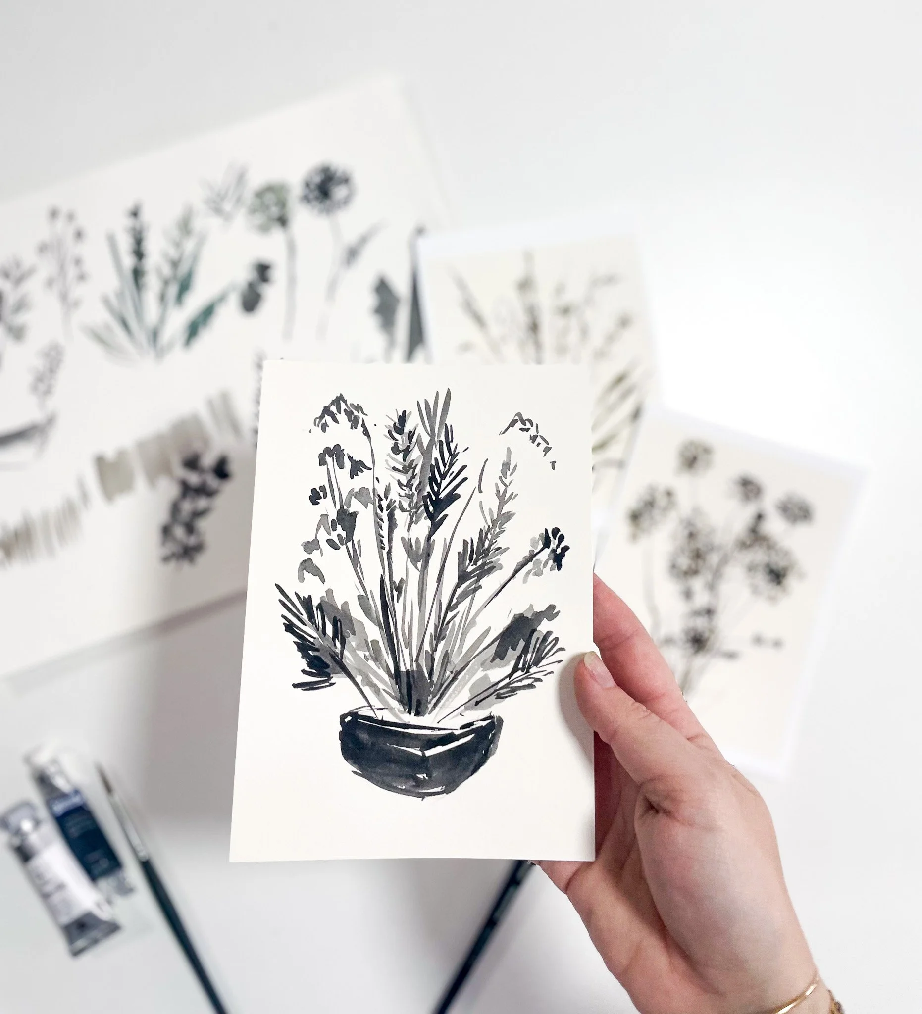 Dried Floral Sprigs Watercolor with Shoppe at 18 Mile Creek