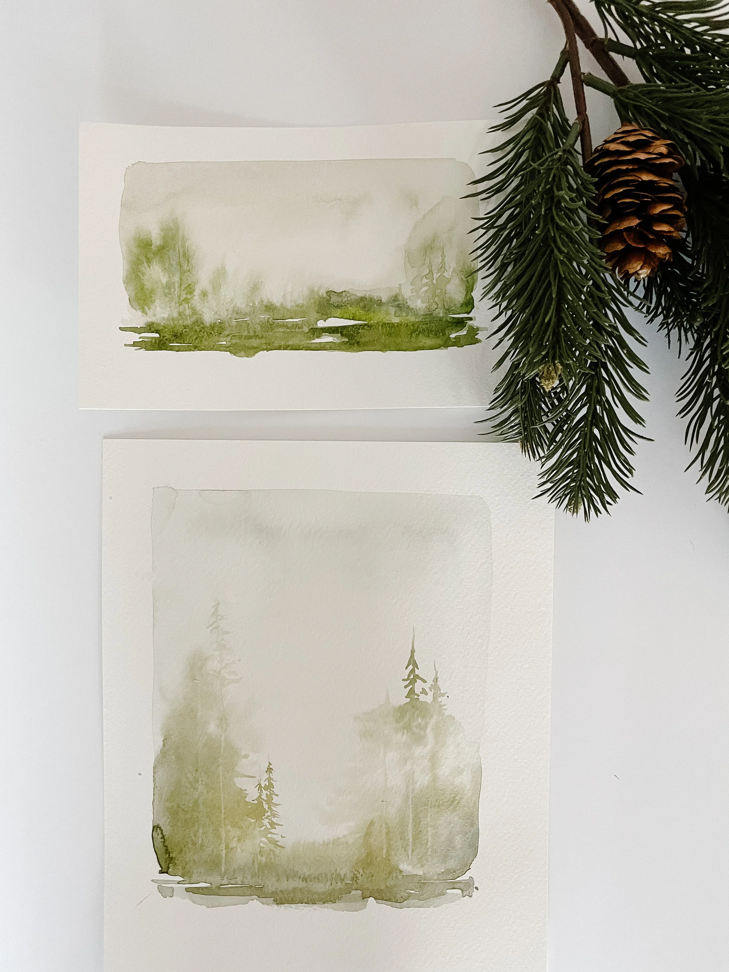 Moody Winter Forest Scene in Watercolor at Shoppe at 18 Mile 