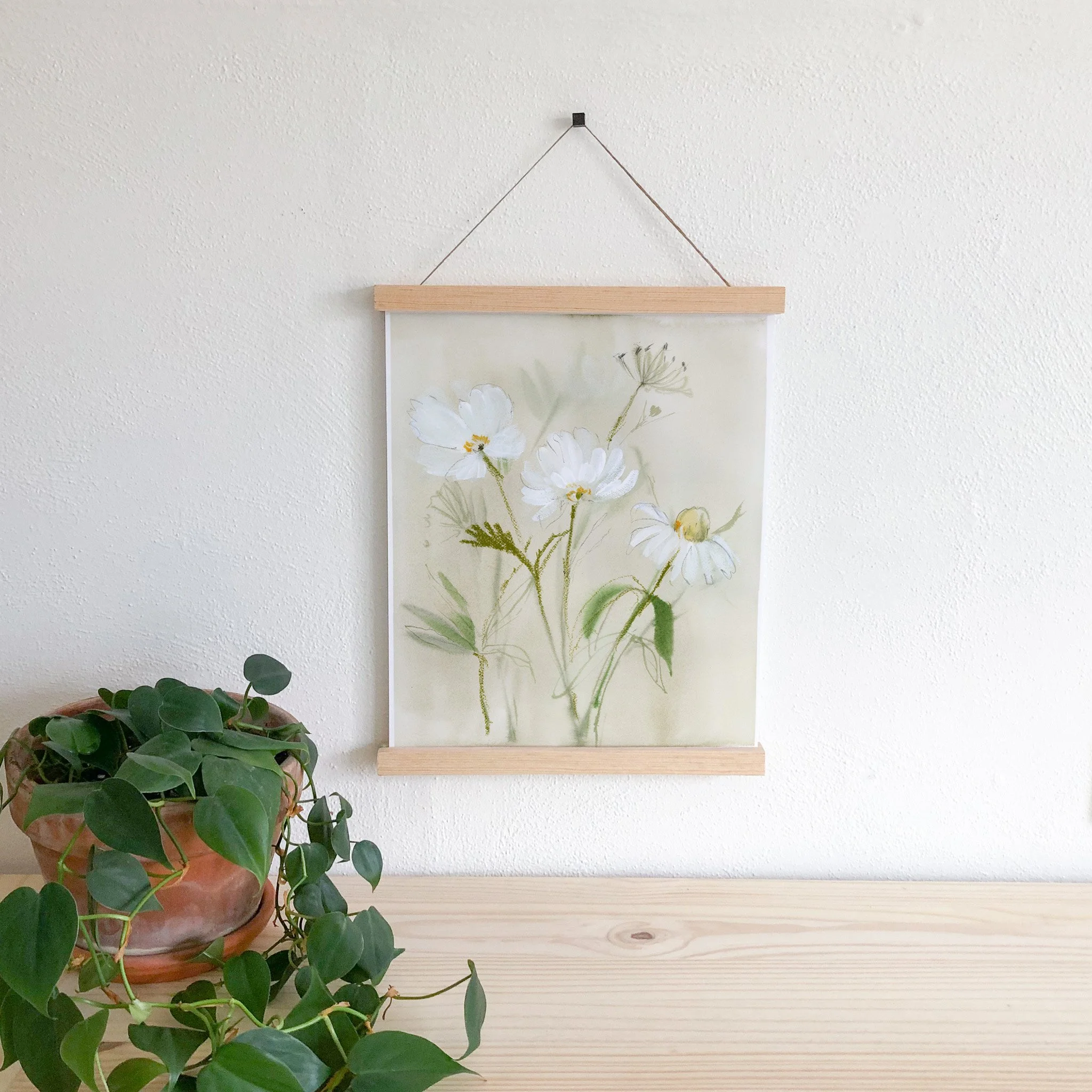 Muted White Florals 2-double-wooden-picture-hanger-Mock.jpg