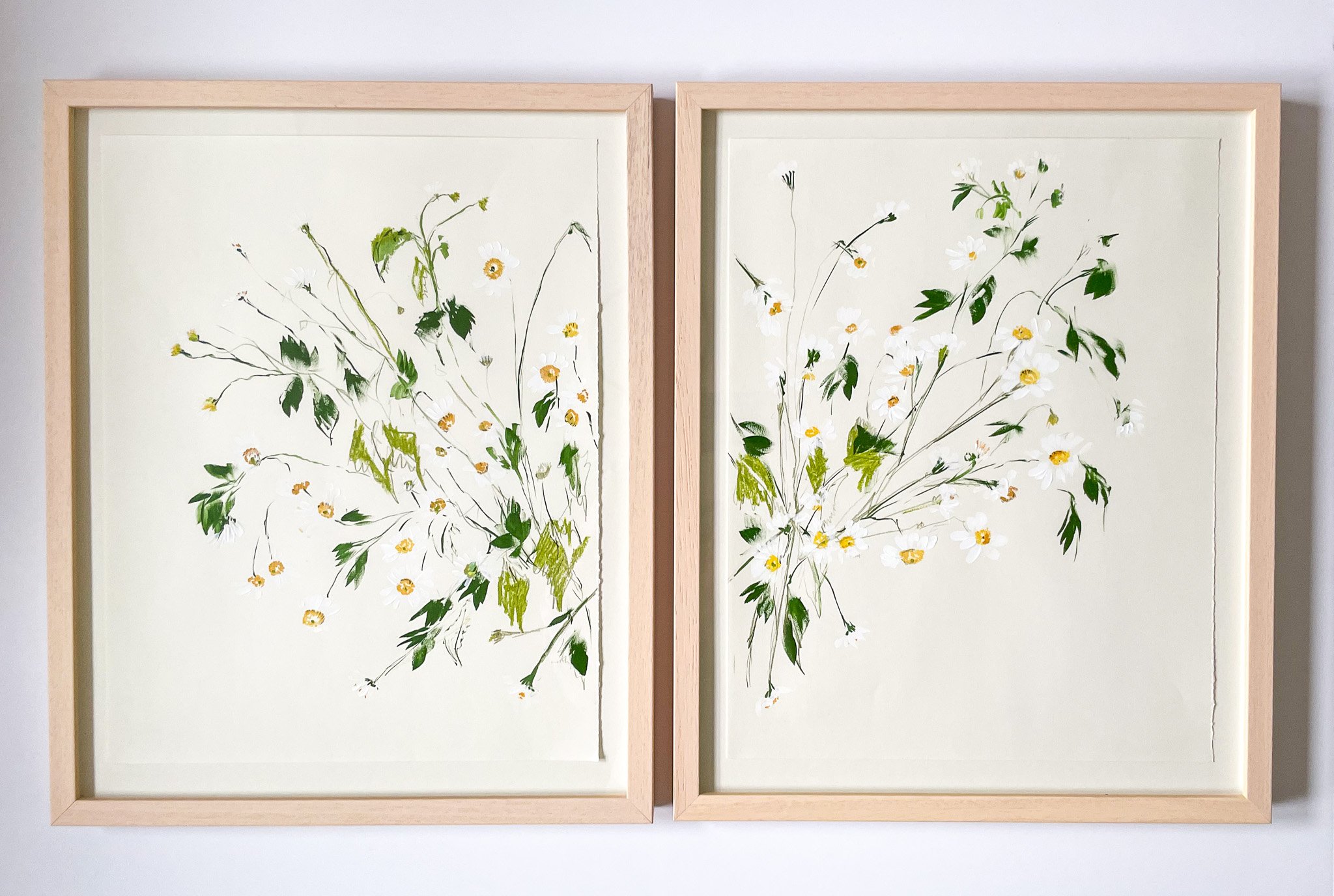 Chamomile Left:Right - Arrangements Collection-Original Gouache-Framed -16x20- LaCott Fine Art.jpg