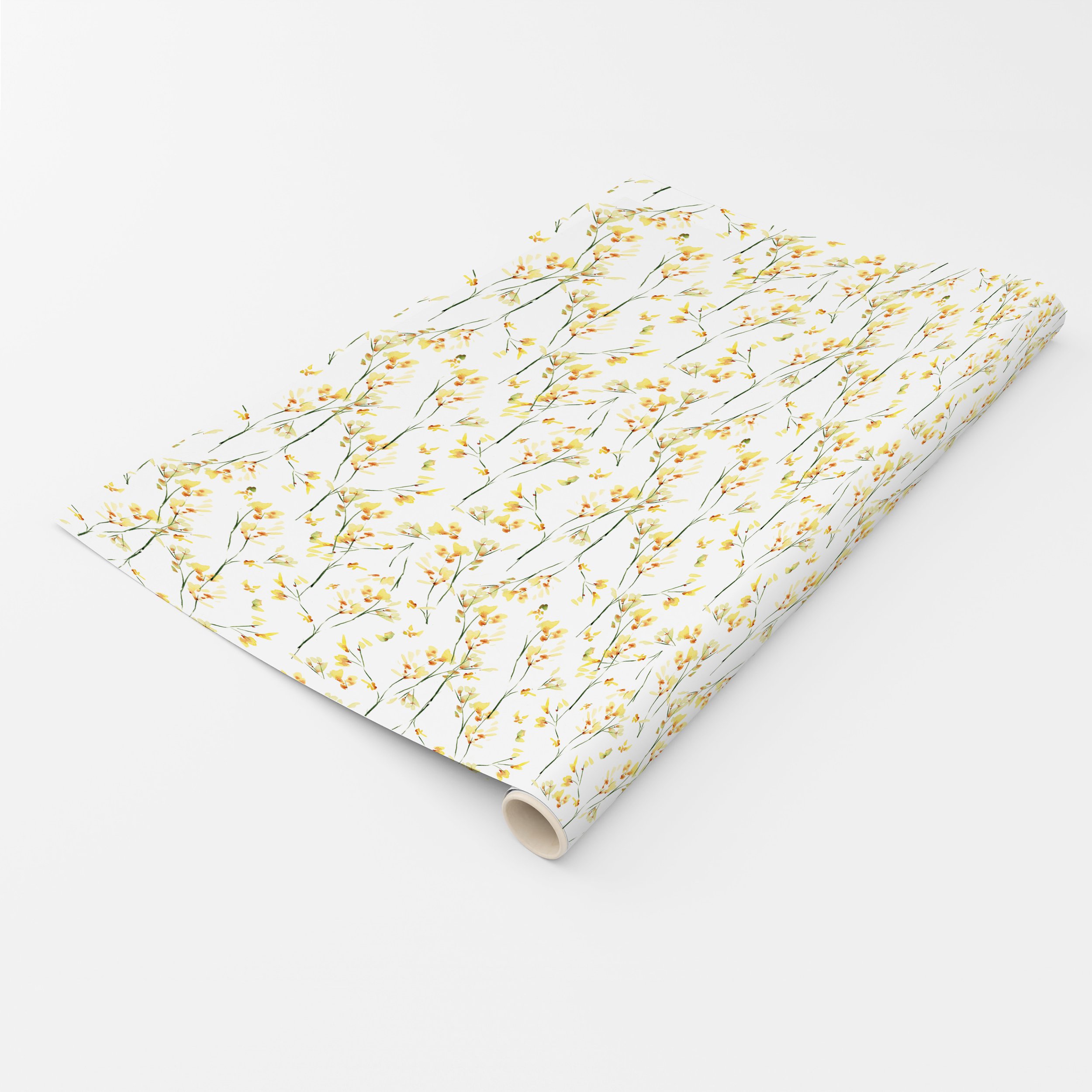 Yellow Branch Pattern Gift Wrapping Sheets
