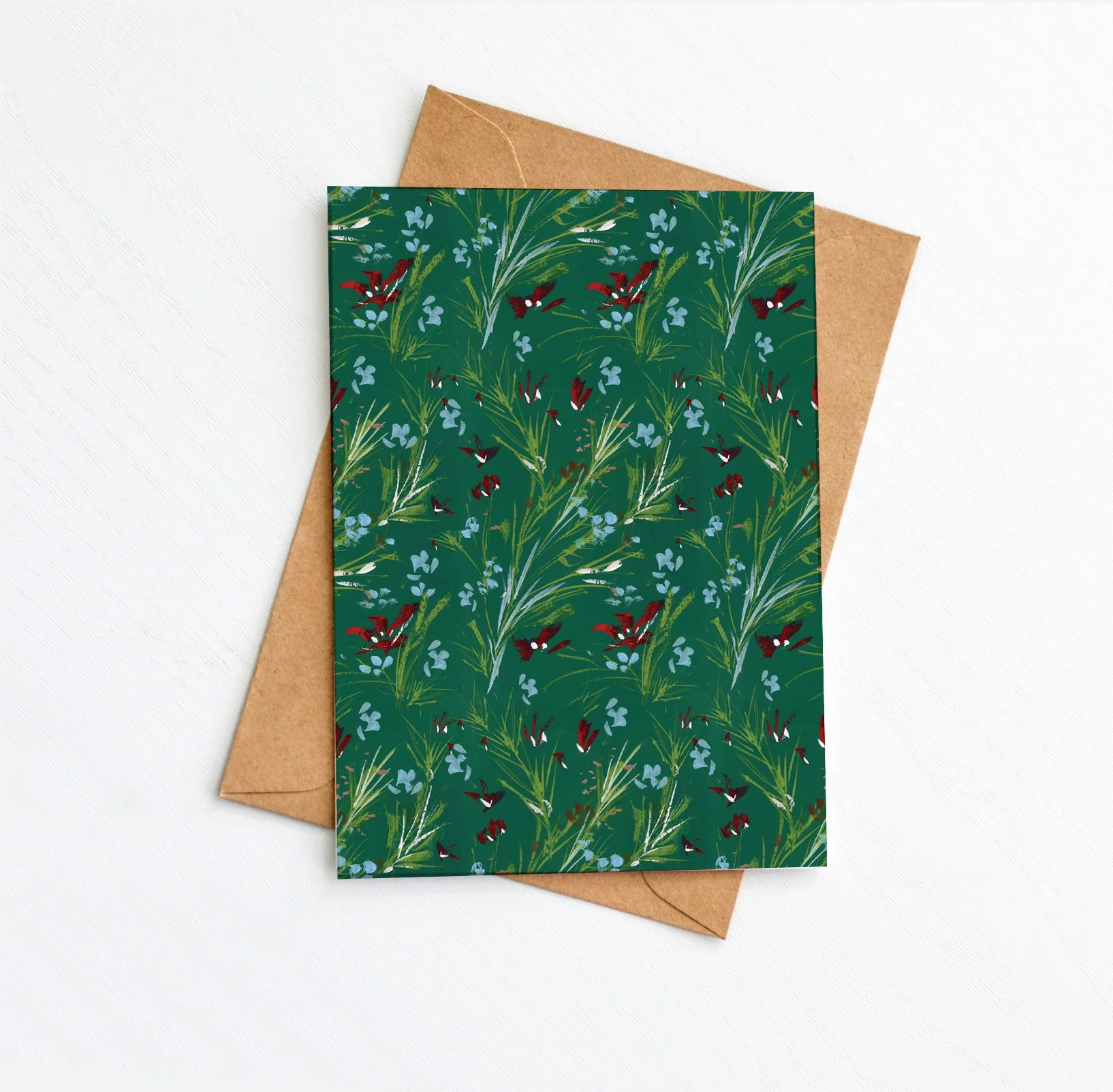 Green Poinsettia Pattern - Holiday Card
