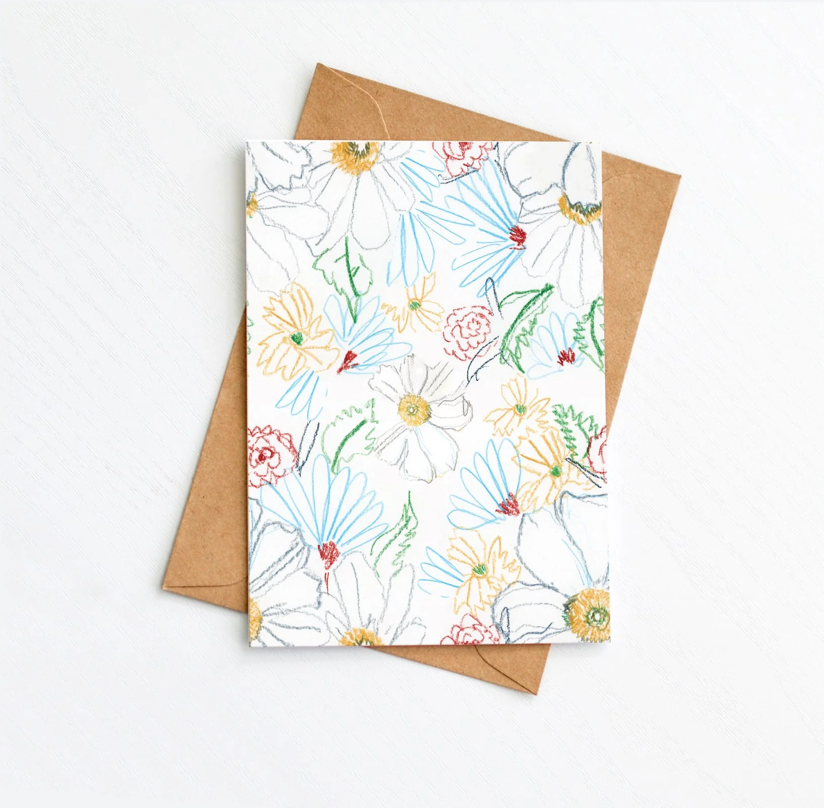 Daisy Sketch Pattern-card-stock-kraft-envolope-vertical.jpg